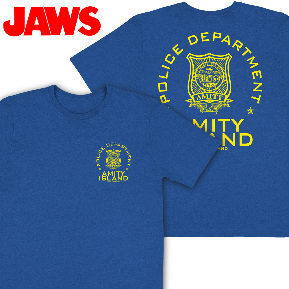 NEW Amity Police Island New England Shark JAWS Movie Funny Cotton T-Shirt S-5XL