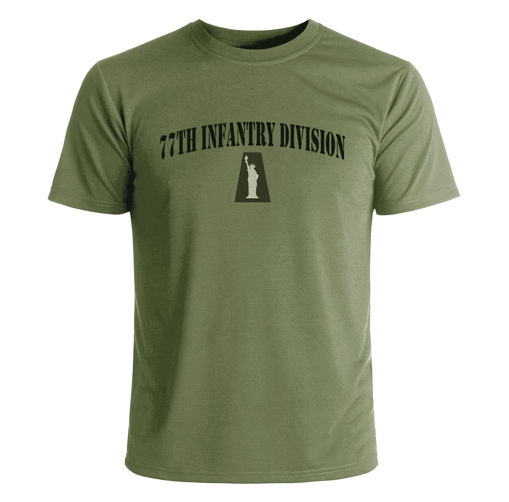 US Army 77th Infantry Division OD Green Subdued T-Shirt Officially Licensed