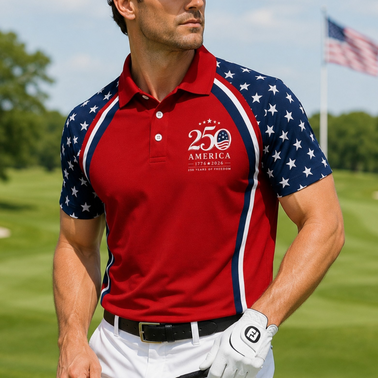 USA 250th Anniversary Golf Polo Shirt 1776-2026 American Flag Patriotic (S-5XL)