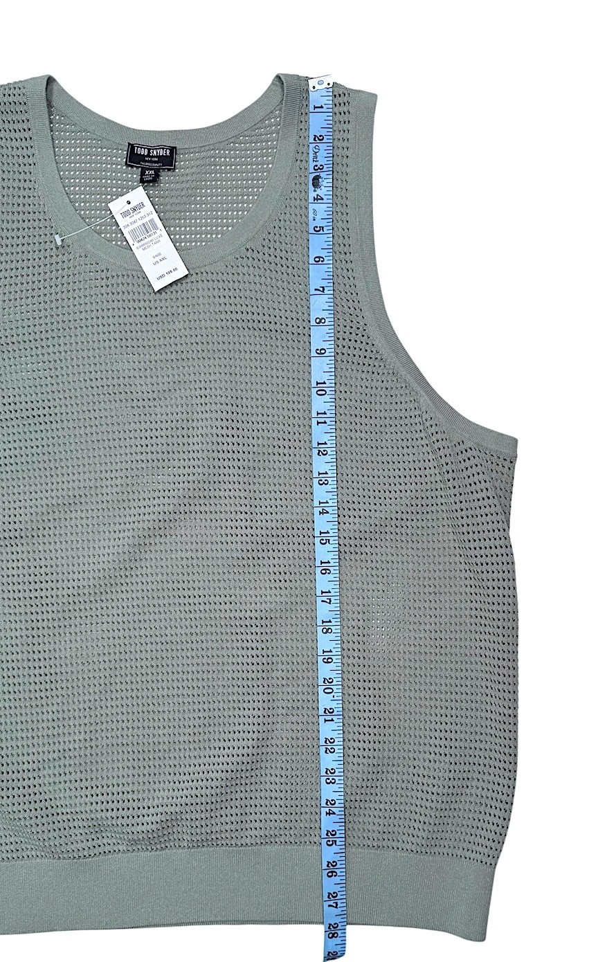 Todd Snyder Luxe Mesh Tank Shirt Tee Sage Cotton-Nylon Sz 2XL New $198