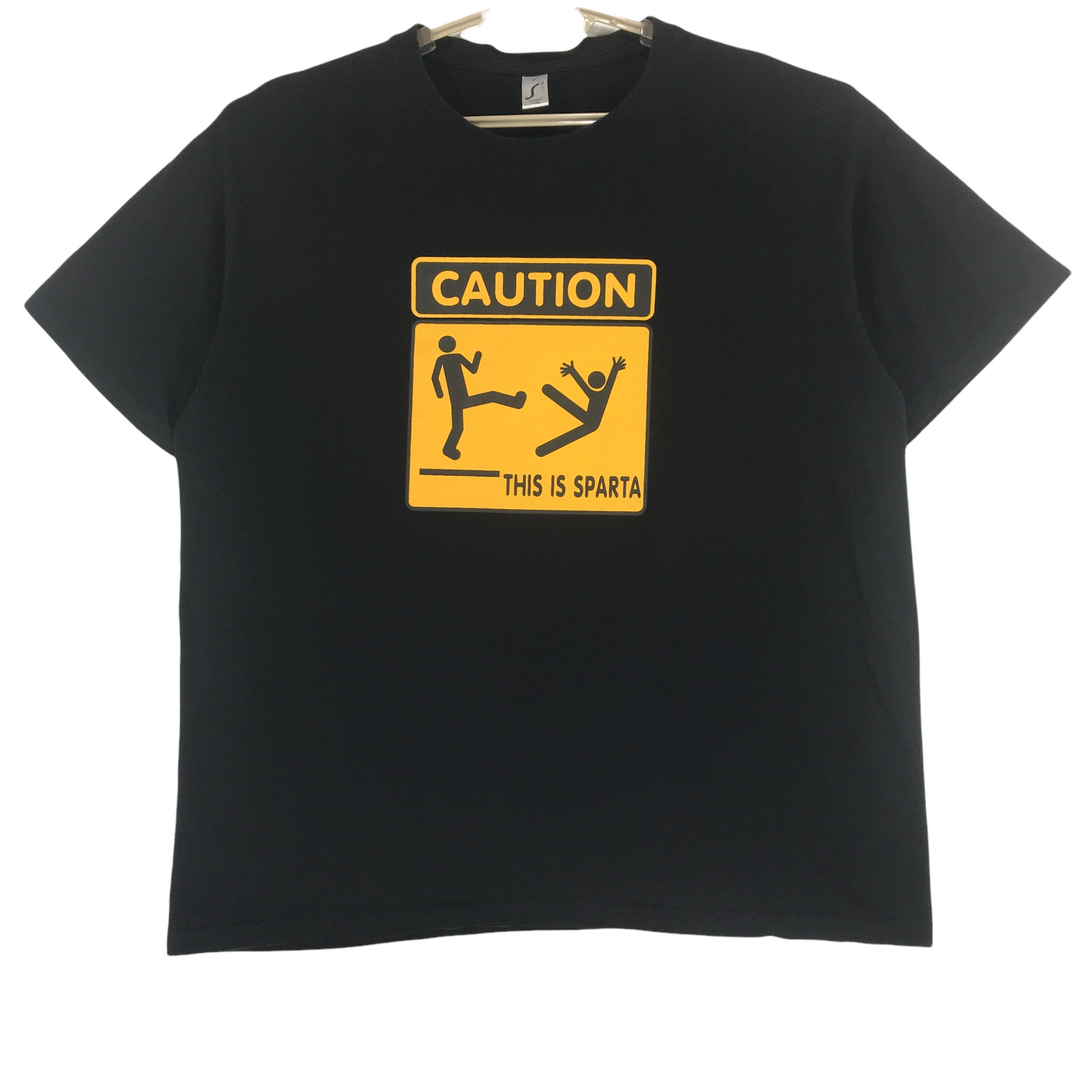 Sols Regent Caution This is Sparta T-Shirt Men’s XL Black Cotton Short Sleeve
