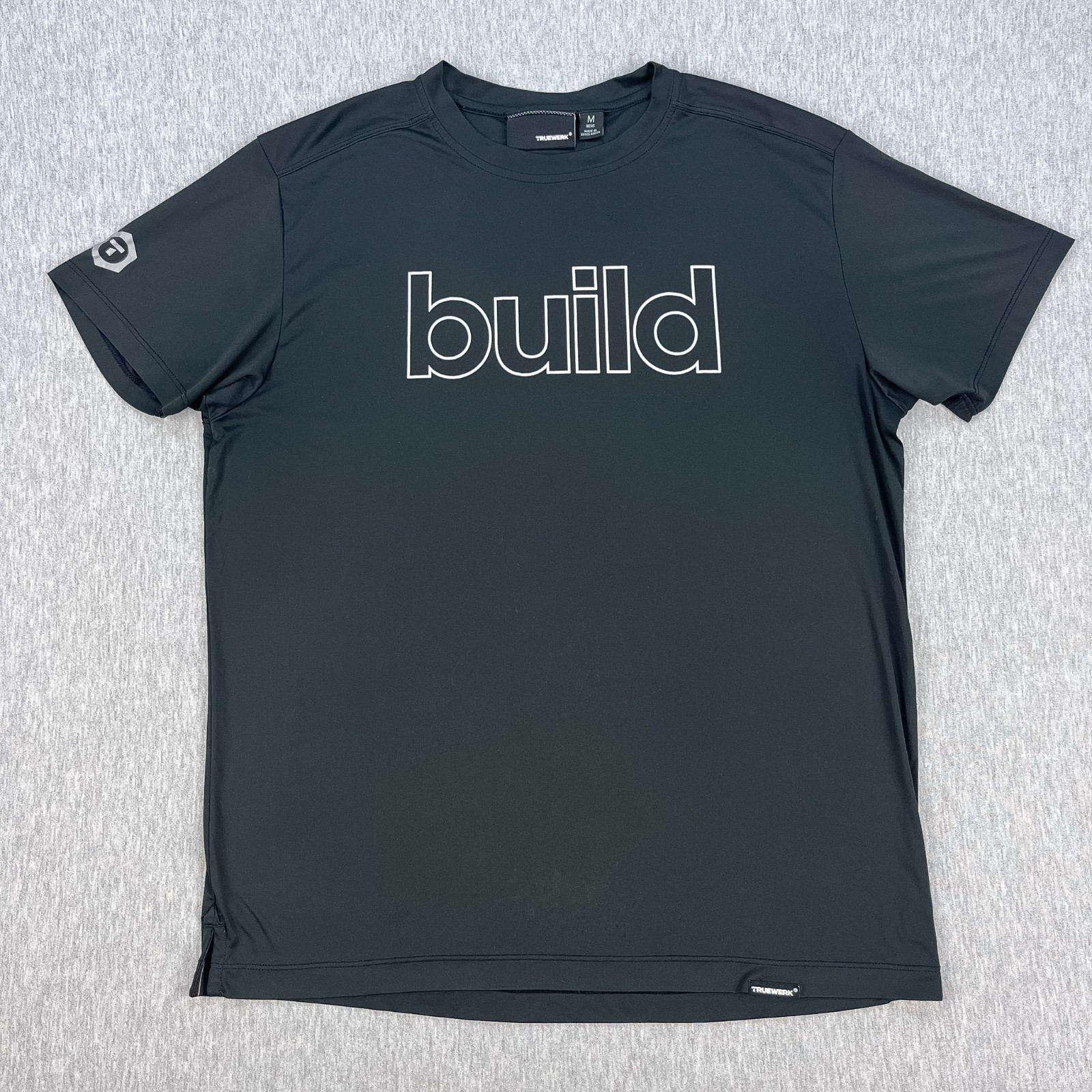Truewerk B1 Sun Tee T-Shirt Mens M Black “build” Branded Stretch Short Sleeve