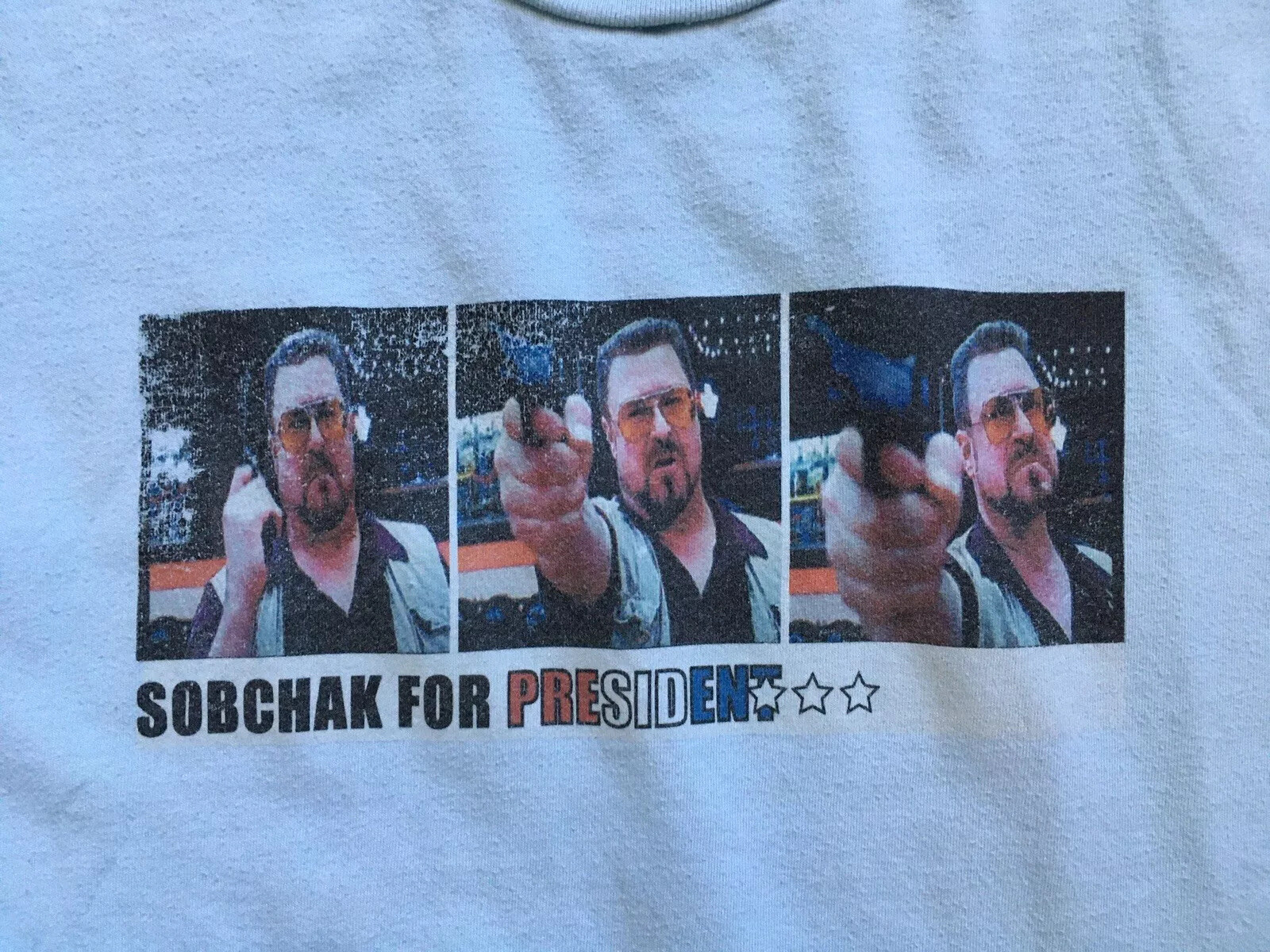 Big Leobowski T-Shirt Size Medium Walter Sobchak Light Blue Poly Cotton BDg Tee