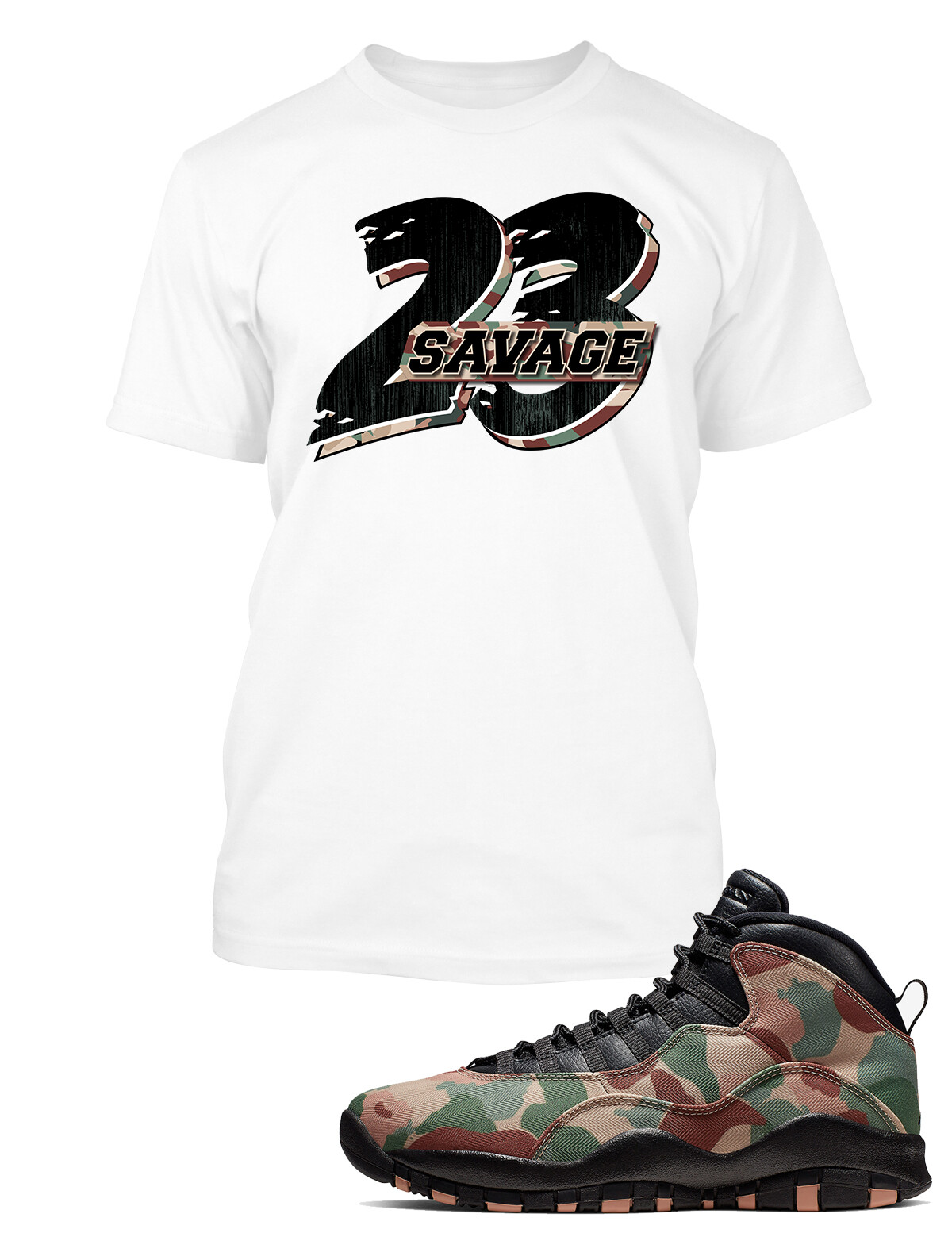 23 Savage Graphic Sneaker Tee Shirt Match J10 Duck Camo Pro Club Shaka Big Tall