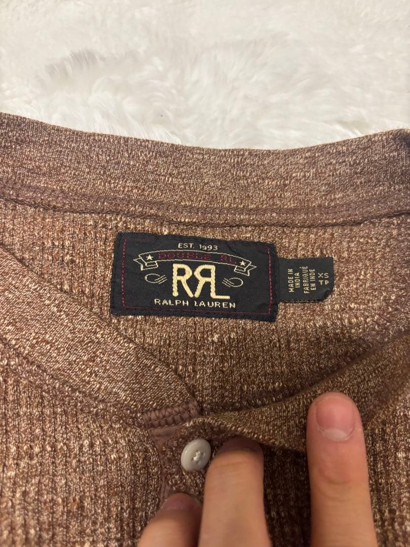 RRL Henley Thermal Shirt XS US Size S Stretchable Black Unisex