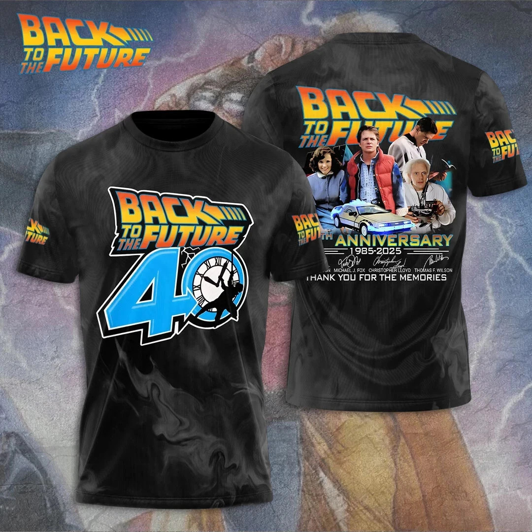 Back To The Future 40th Anniversary 1985-2025 Movie 3D T Shirt Full Size S-5XL