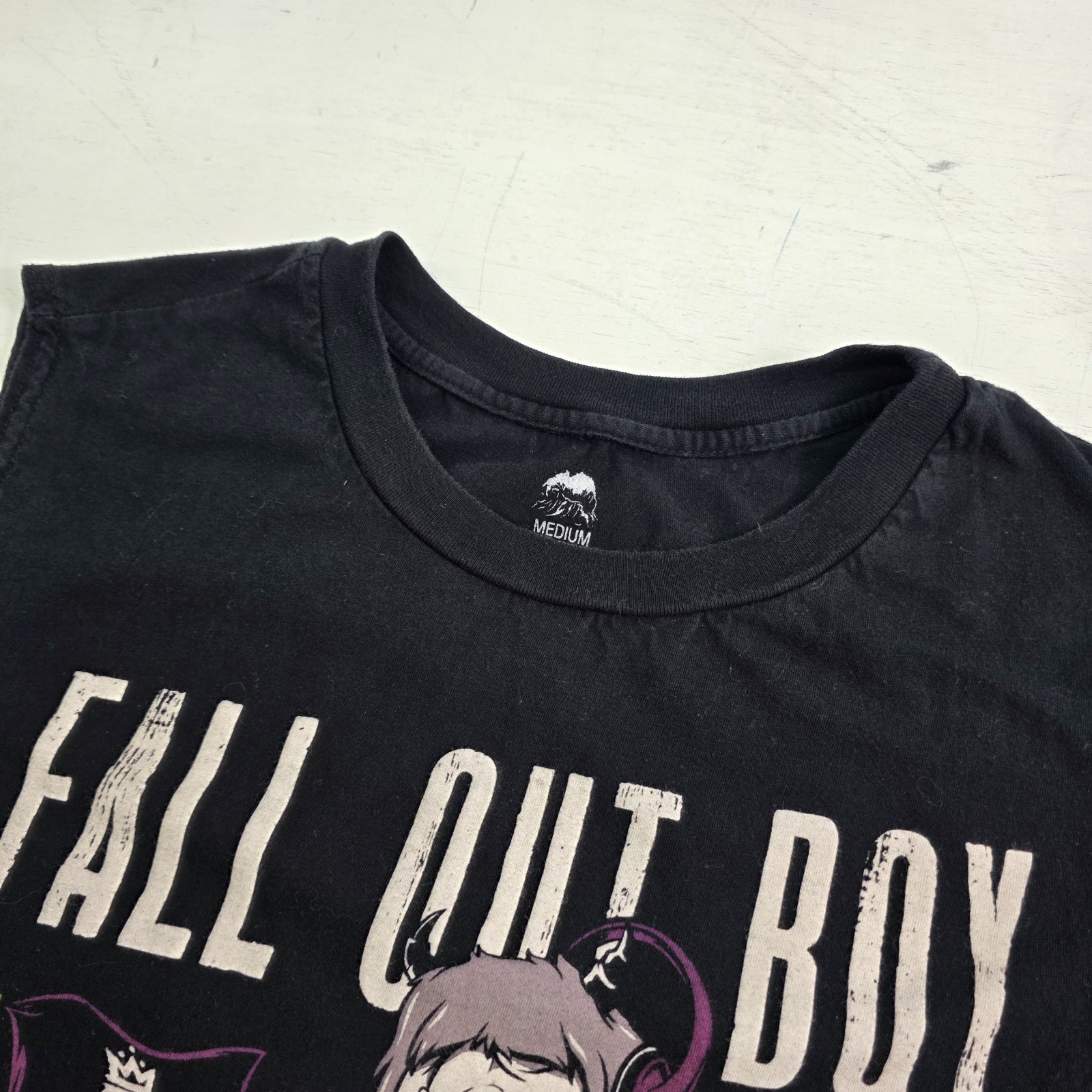 Fall Out Boy Sleeveless Long Tank Black Shirt Concert MANIA Llama Graffiti Sz M