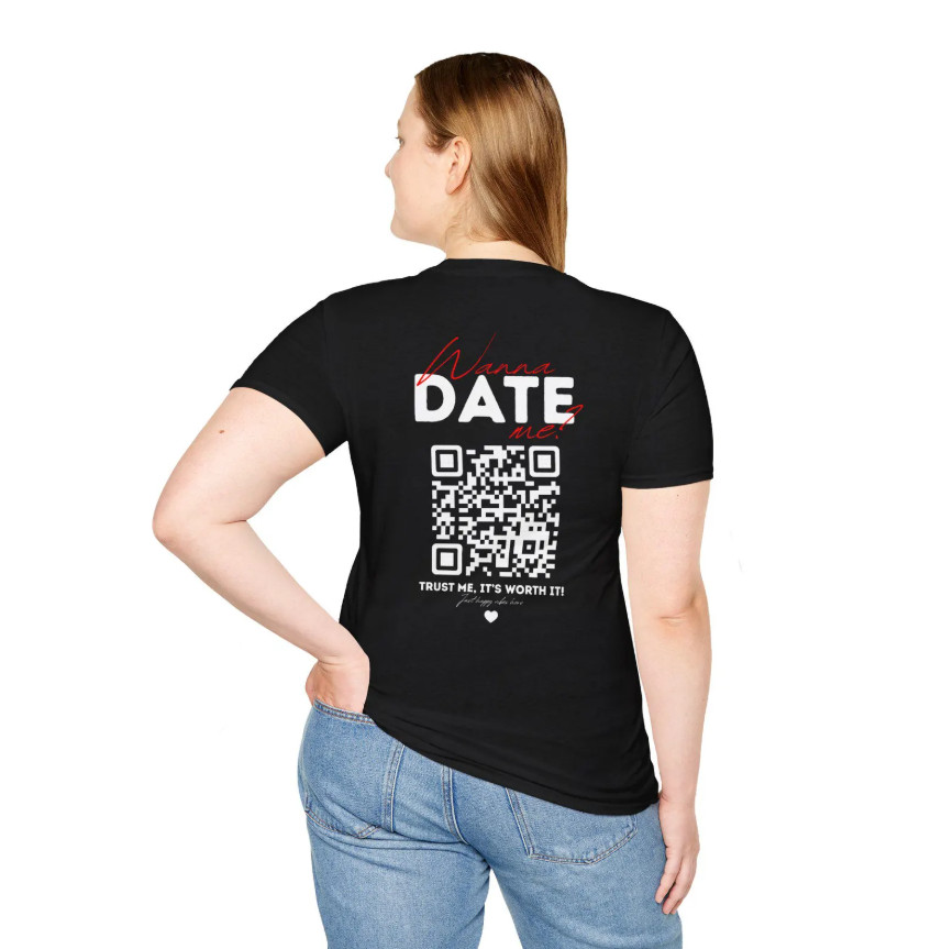 Funny Wanna Date Me QR Code Shirt Personalized Party Drinking Tee