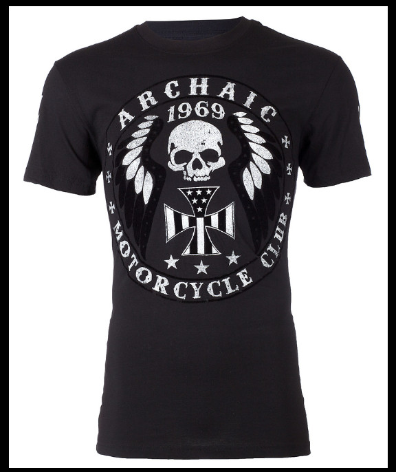 ARCHAIC by AFFLICTION Black MOTOR BILLY Short Sleeve Slim Fit T-shirt NWT