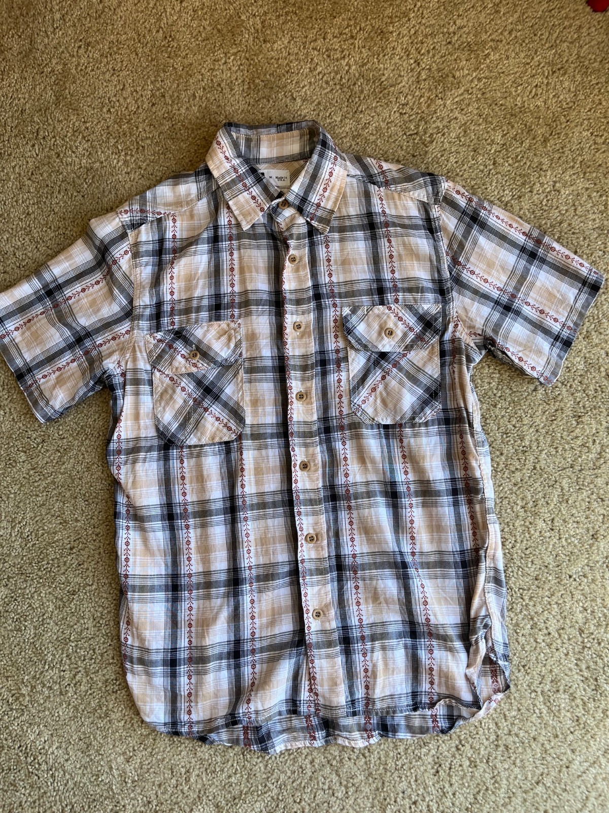 Tellason Made in USA Plaid Western Shirt Men’s Medium 100% Cotton Short Sleeve