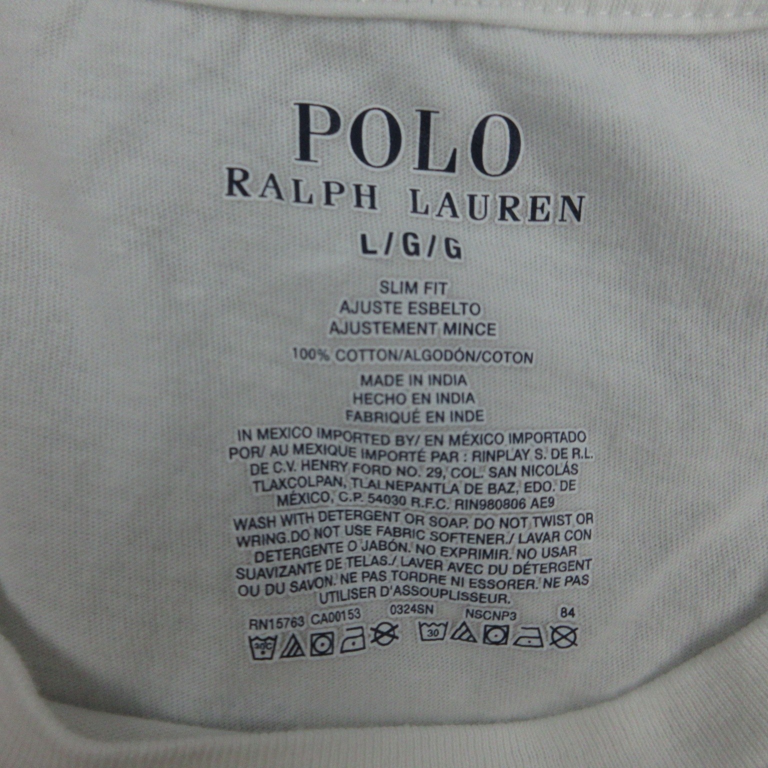 Polo Ralph Lauren Shirt Mens Large White Slim Fit Crewneck Tee Classic Pony