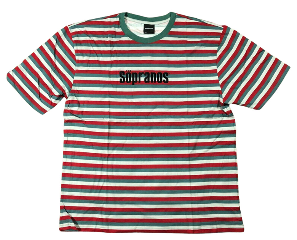 The Sopranos TONY HBO TV Men’s RED Striped embroided Logo T-Shirt S M L XL 2X