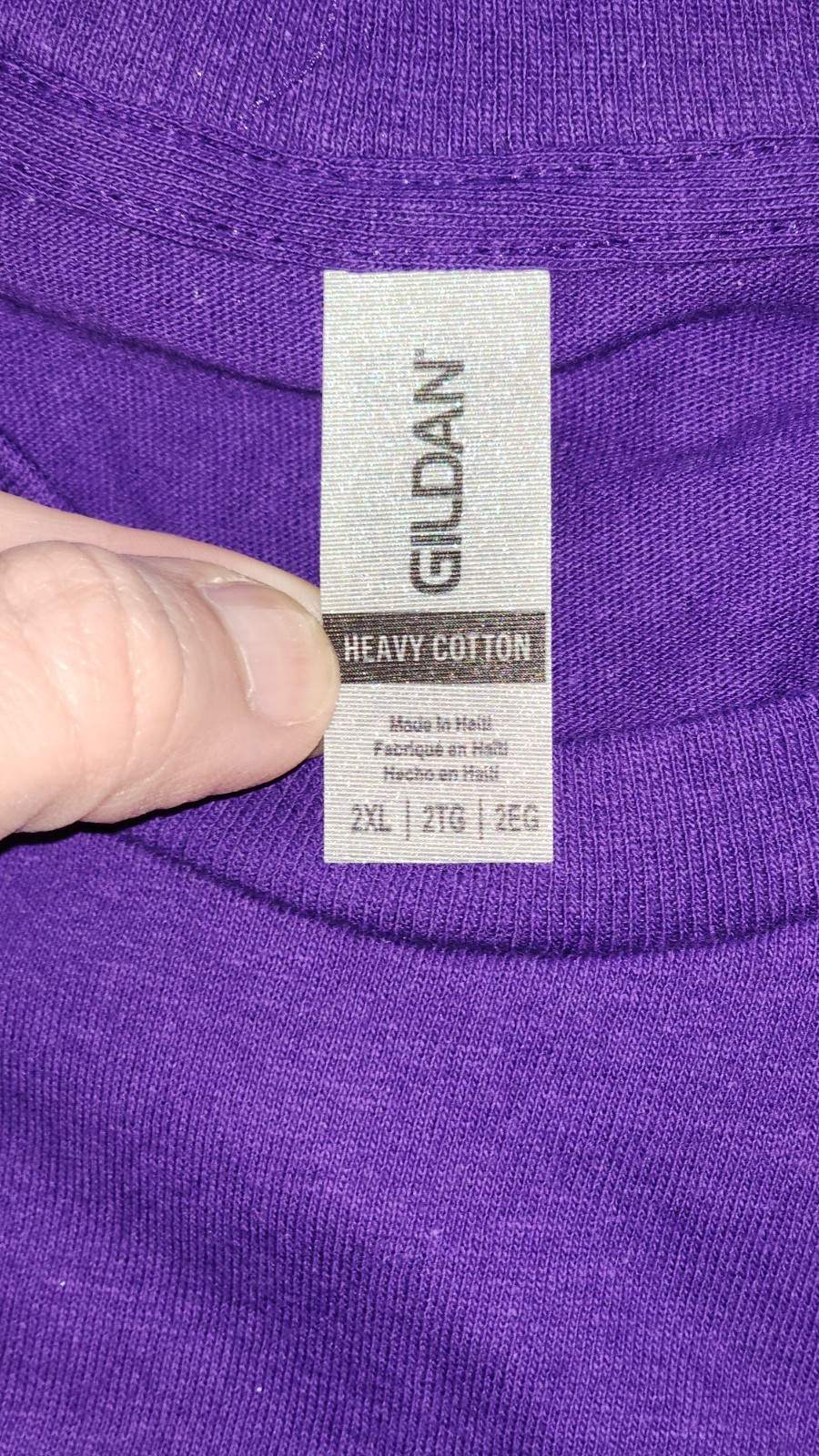 Gildan Adult Purple Pre-Shrunk Heavy Cotton Crew Neck T-Shirt Size 2XL