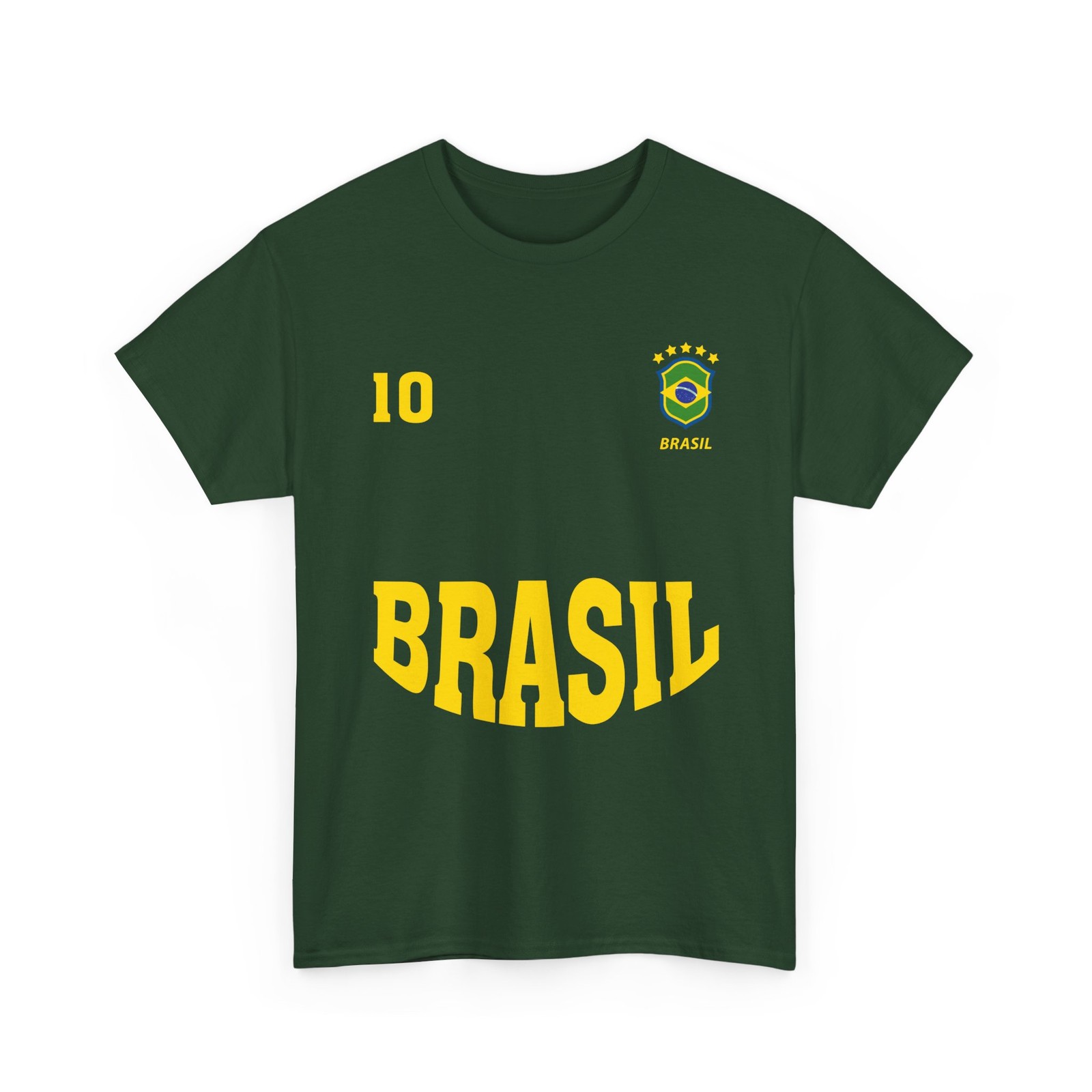 Brazil Brasil T-Shirt, Number 10 Brazilian Soccer Team Sports Fans Shirt