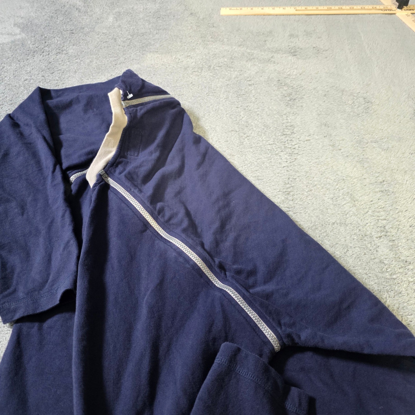 CXS21 Mens XL Long Sleeve Pullover Navy Blue Dual Zipper Mesh Shoulder Raglan