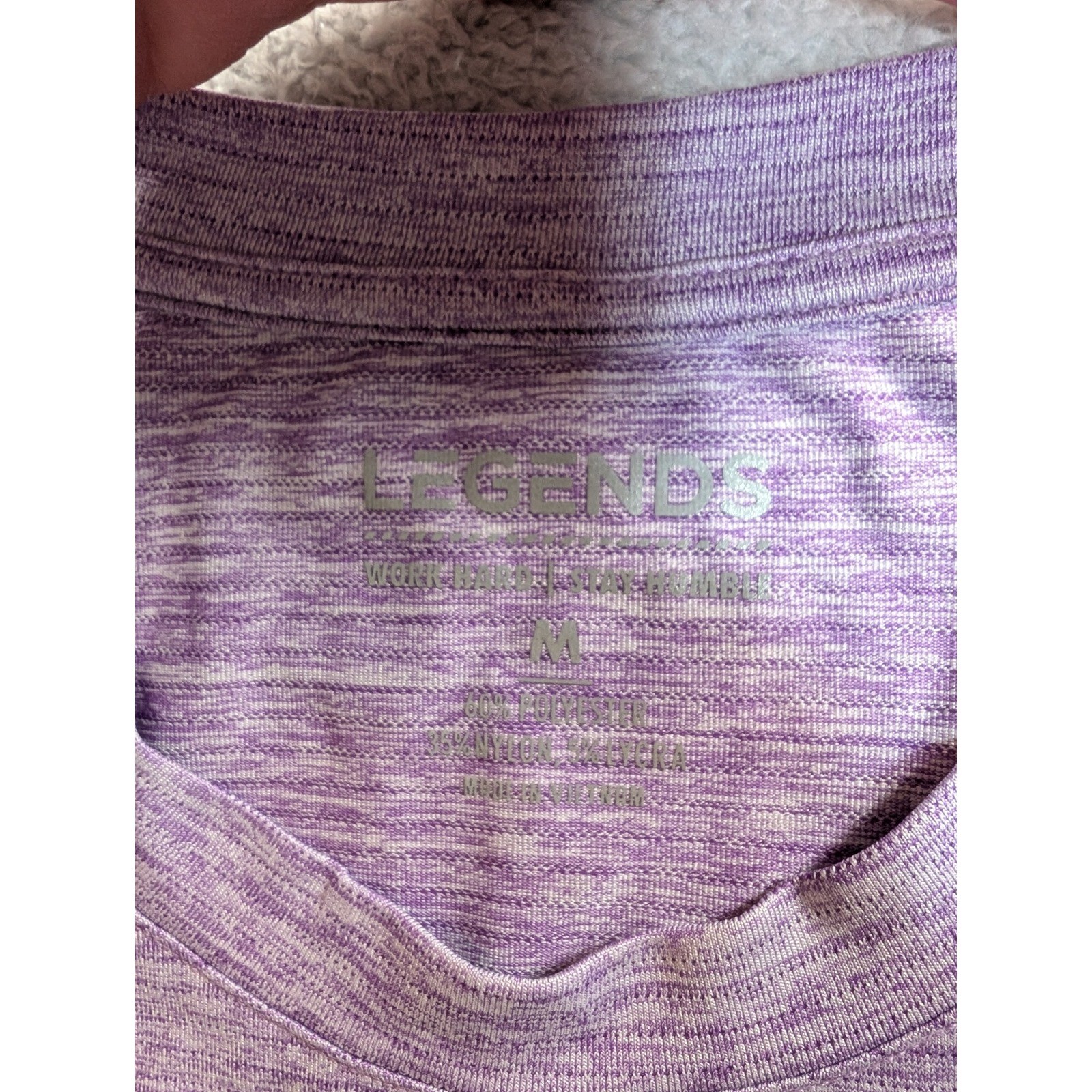 Legends Enzo T-Shirt Mens Medium Zephyr Heather Purple Space Dye Raglan Athletic