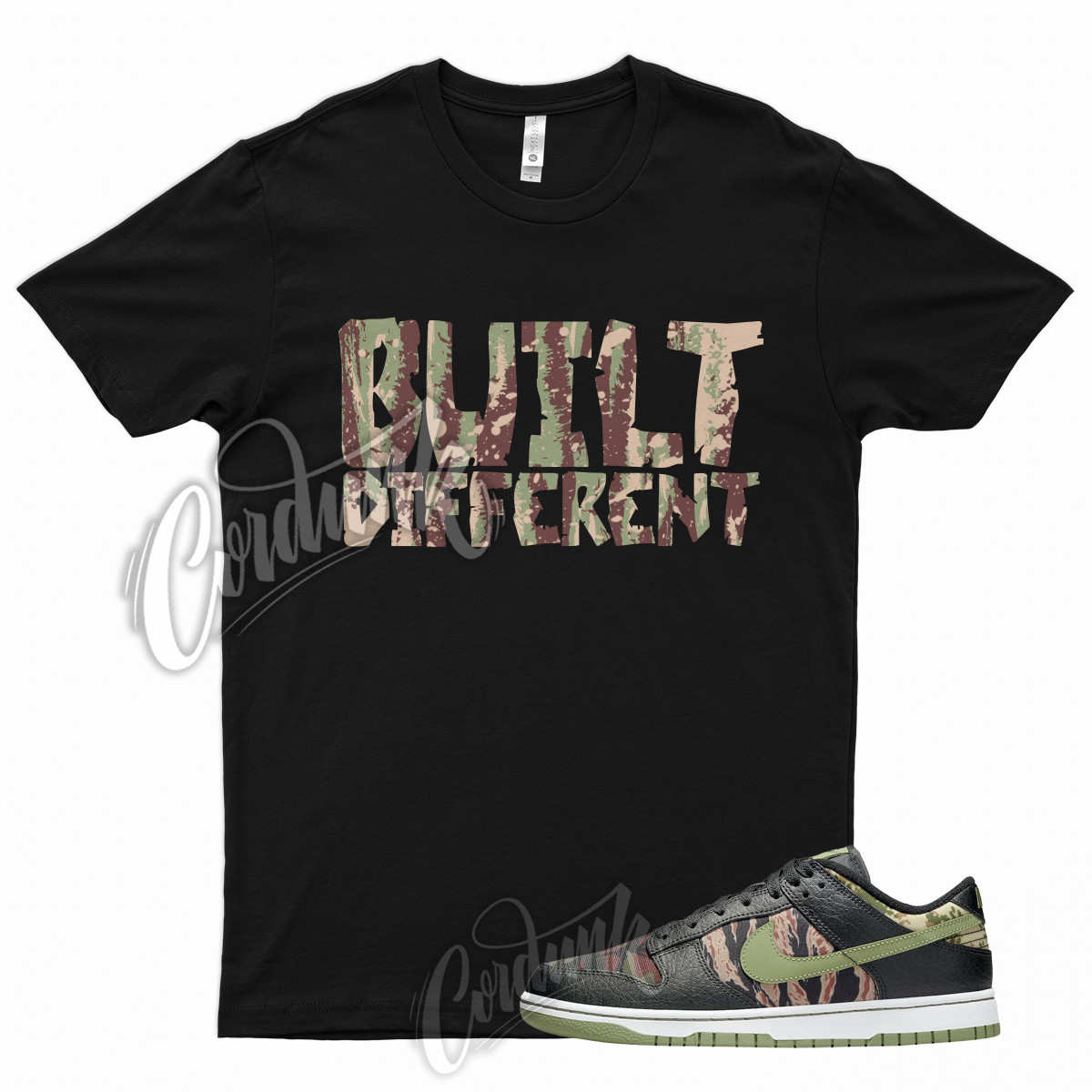 Black BUILT T Shirt for Oil Olive Green Total Orange Multi Camo SE Military