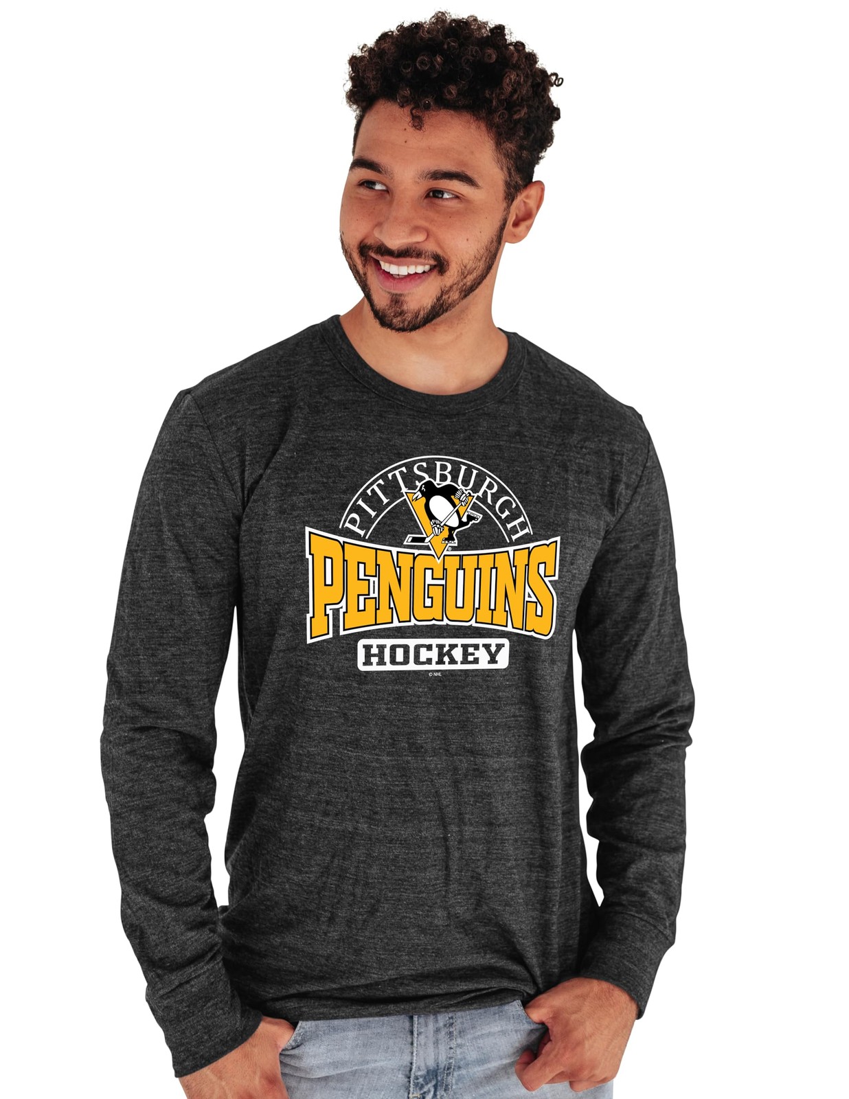 Blue 84 Pittsburgh Penguins Nhl Officially Licensed Tri-Blend Long Sleeve