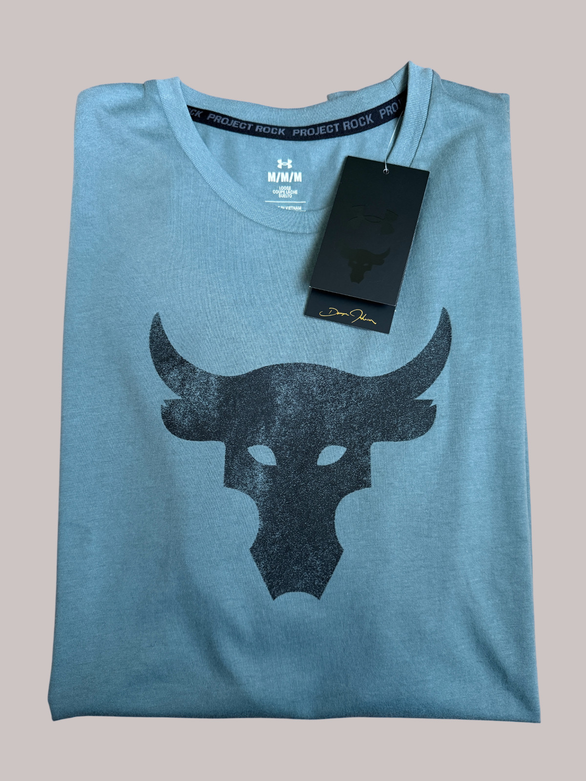 Under Armour Project Rock Payoff T-Shirt Tee Jasper Blue Men’s Sz M New