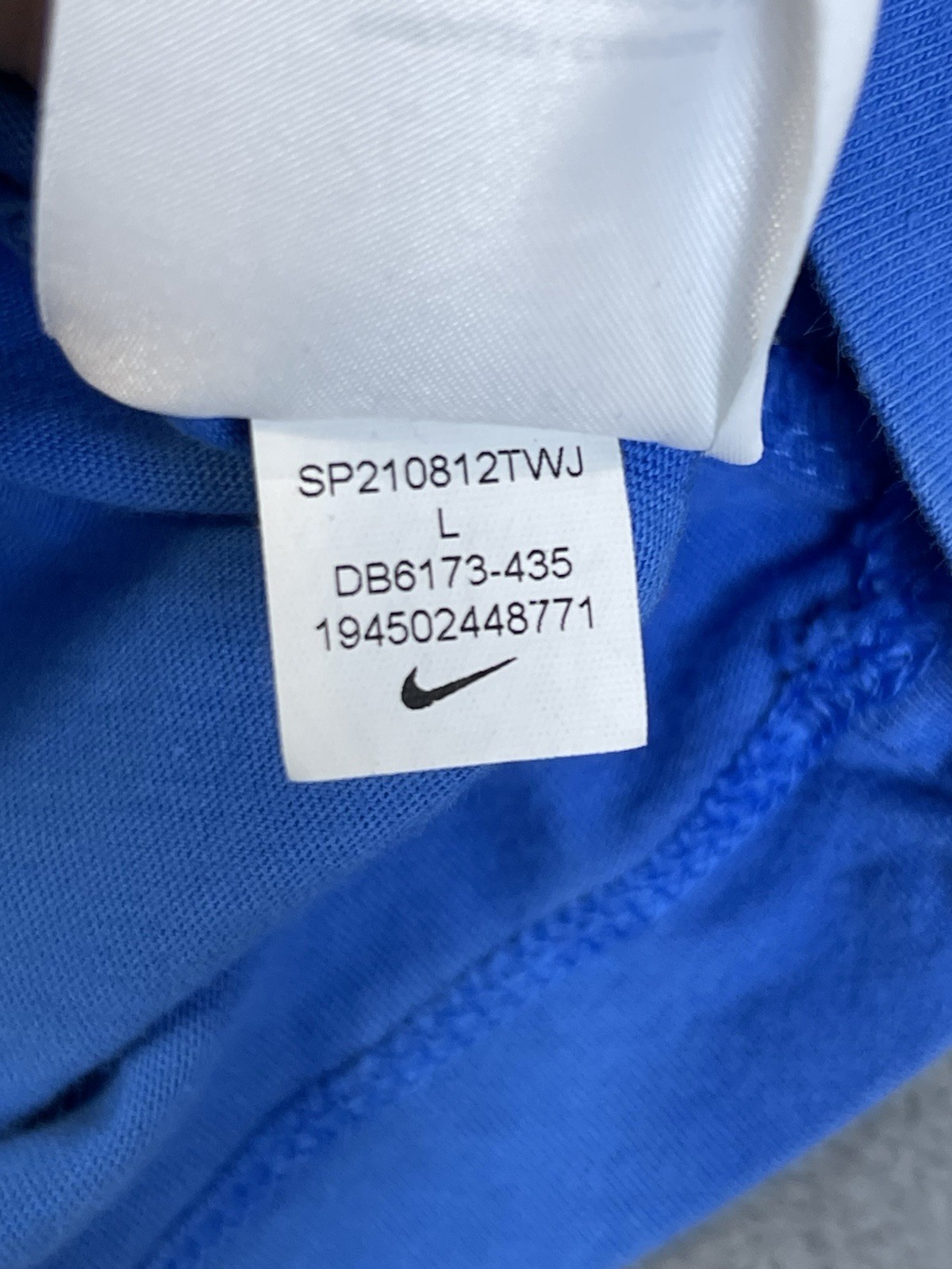 Nike Shirt Mens Large Blue Sportswear Crew Neck Tee Swoosh Spellout Logo
