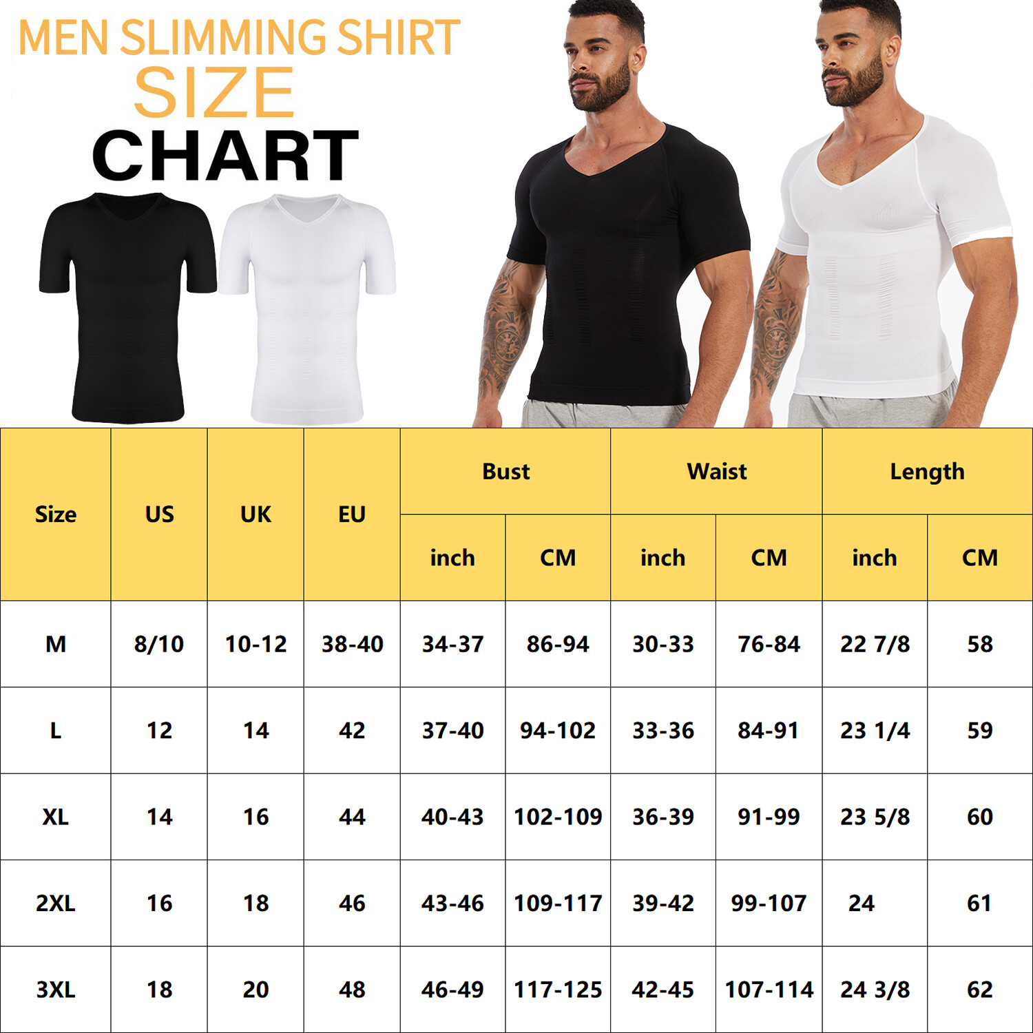 Men’s Gynecomastia Undershirt V-Neck Chest Compression Shirts Slim Body Shaper