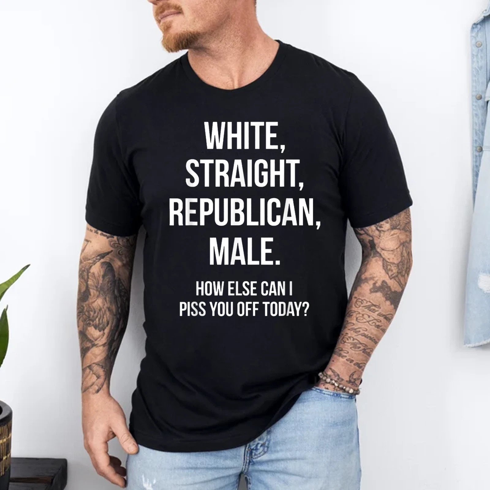 White, Straight, Republican, Male – Funny Republican T-Shirt