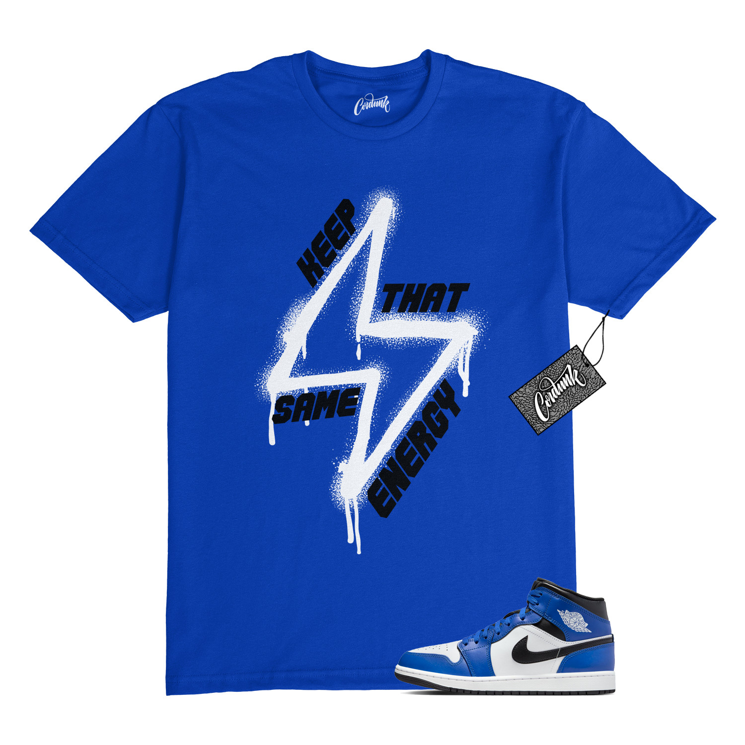 1 Mid Game Royal Blue White Black 2024 T Shirt to Match SAME