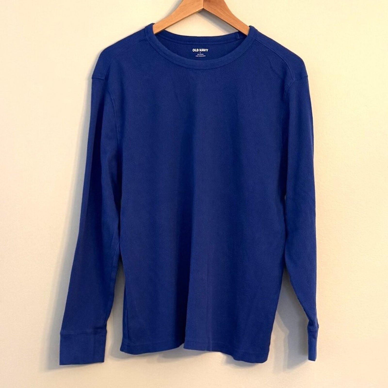 Old Navy Men’s Royal Blue Waffle Knit Thermal Long Sleeve Shirt