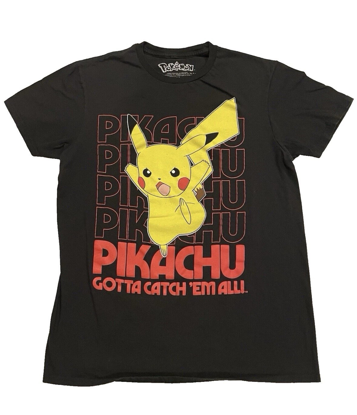 Pokemon Pikachu Gotta Catch Em All T-Shirt Black Unisex Size M Graphic Tee