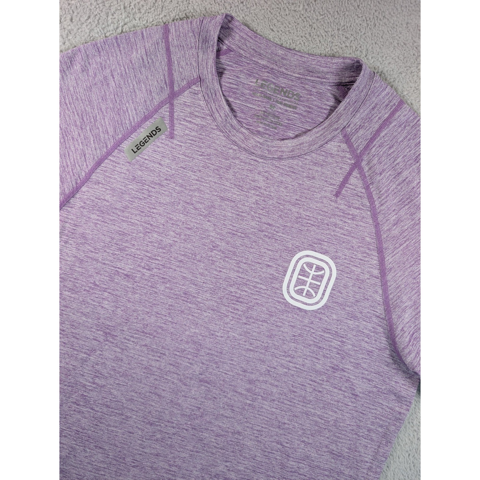 Legends Enzo T-Shirt Mens Medium Zephyr Heather Purple Space Dye Raglan Athletic