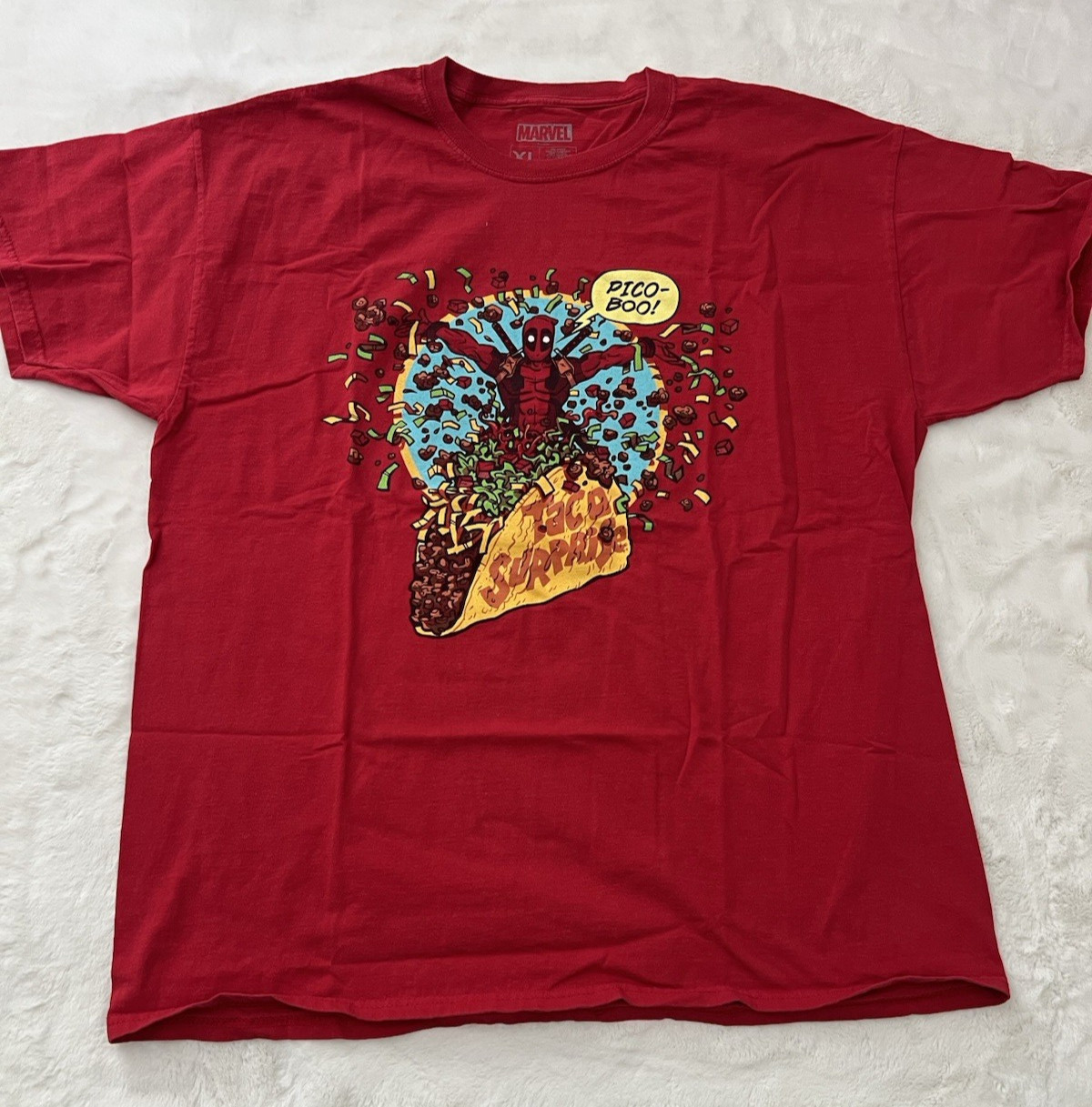 Marvel Deadpool Taco Graphic T-Shirt Red XL Lootcrate Short Sleeve Tee