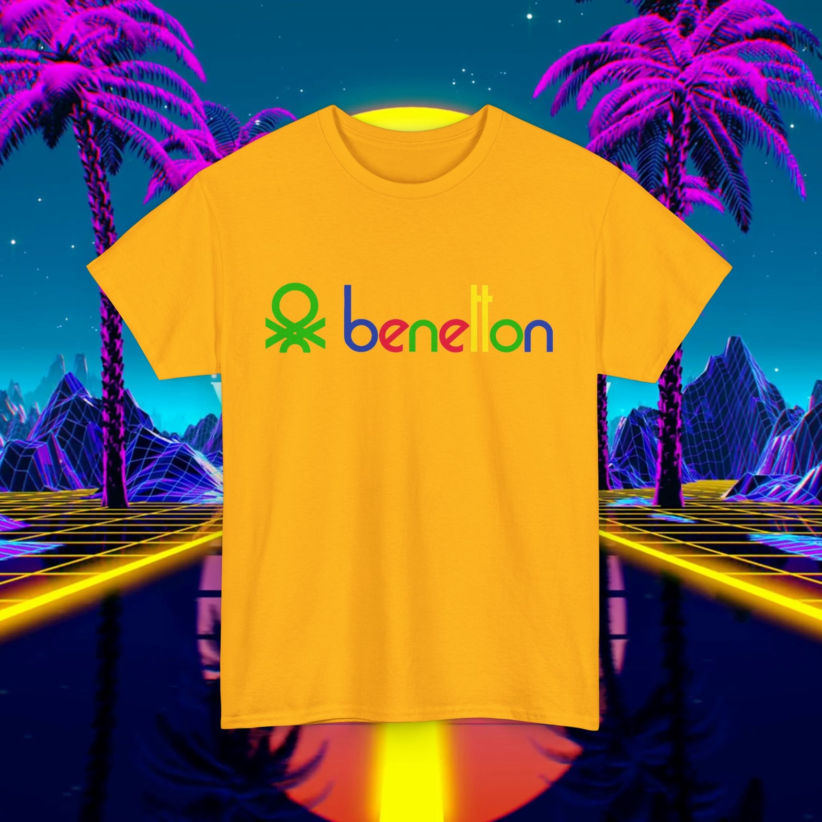 Custom Benetton vintage 1980s design t-shirt, Unisex for men and women, 90s tee