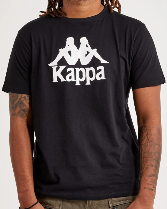 $50 KAPPA Black/White ESTESSI Regular Fit Short Sleeve Logo T-shirt Jersey NWT
