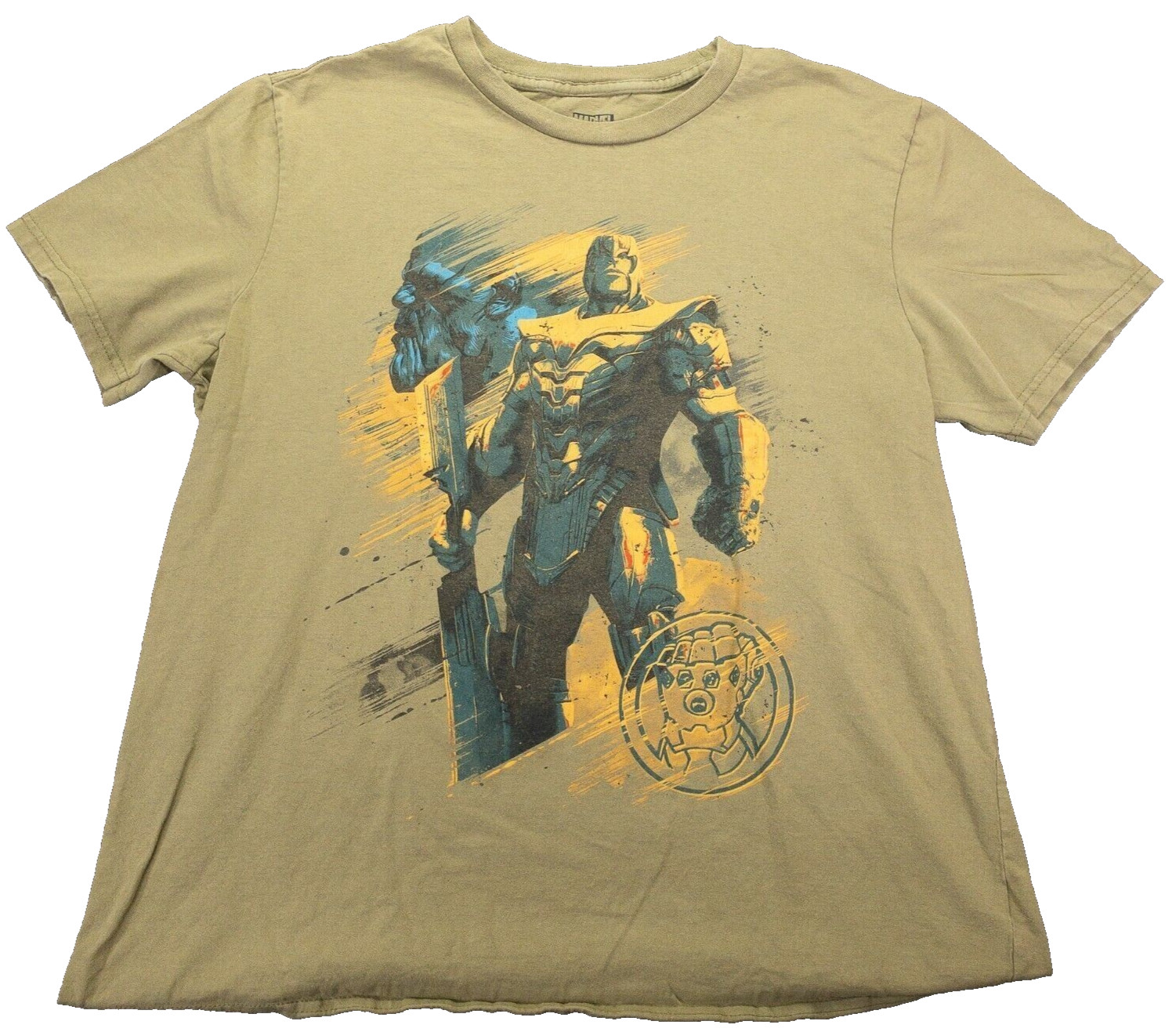 Disney Marvel Thanos T-Shirt Mens L Green Infinity Gauntlet Avengers Comic Tee