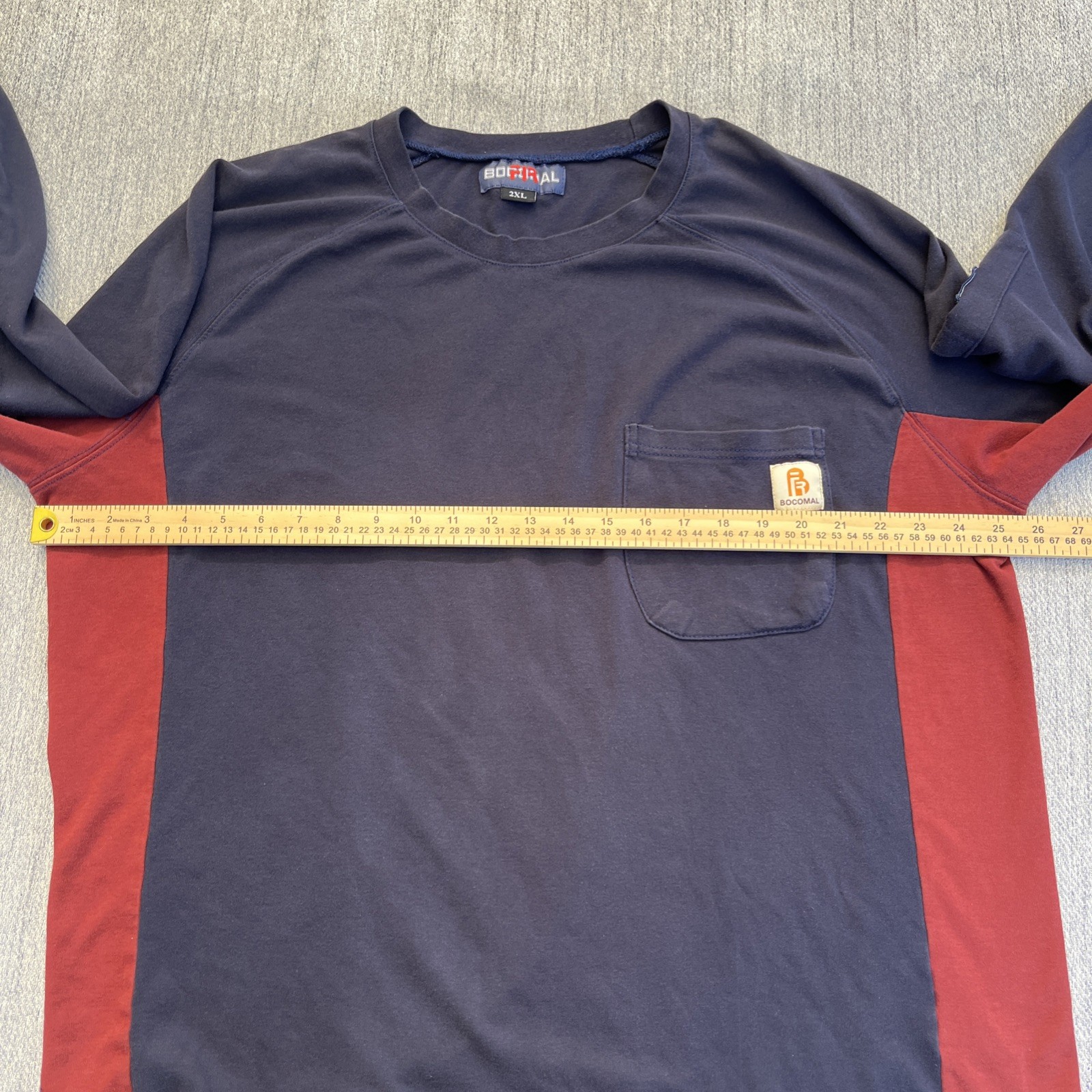BOCOMAL FR CAT2 Flame Resistant Shirt Mens 2XL Blue Long Sleeve Workwear Tee