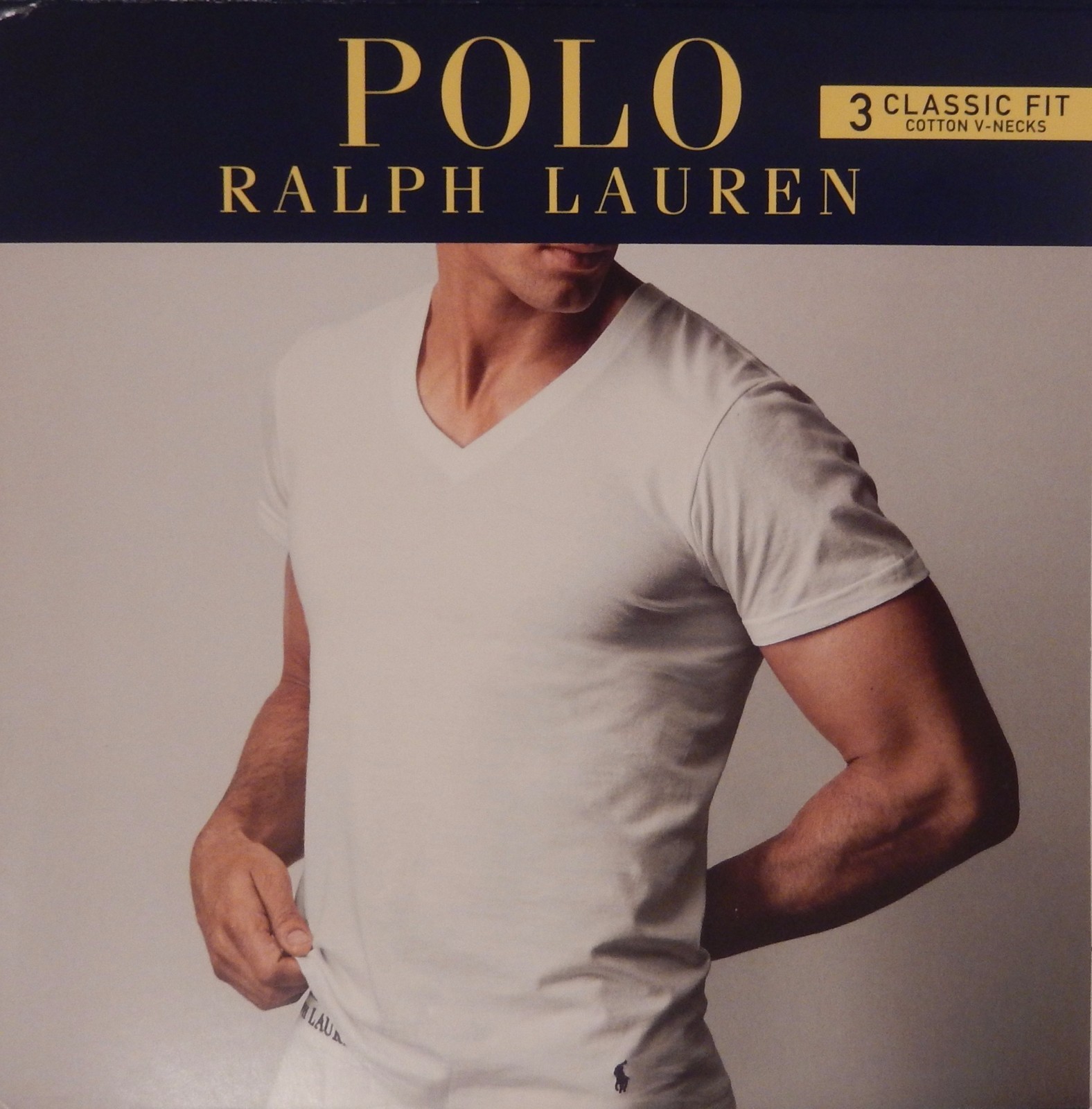 3 POLO RALPH LAUREN BLACK 100% COTTON V NECK T SHIRTS UNDERSHIRTS S M L XL XXL