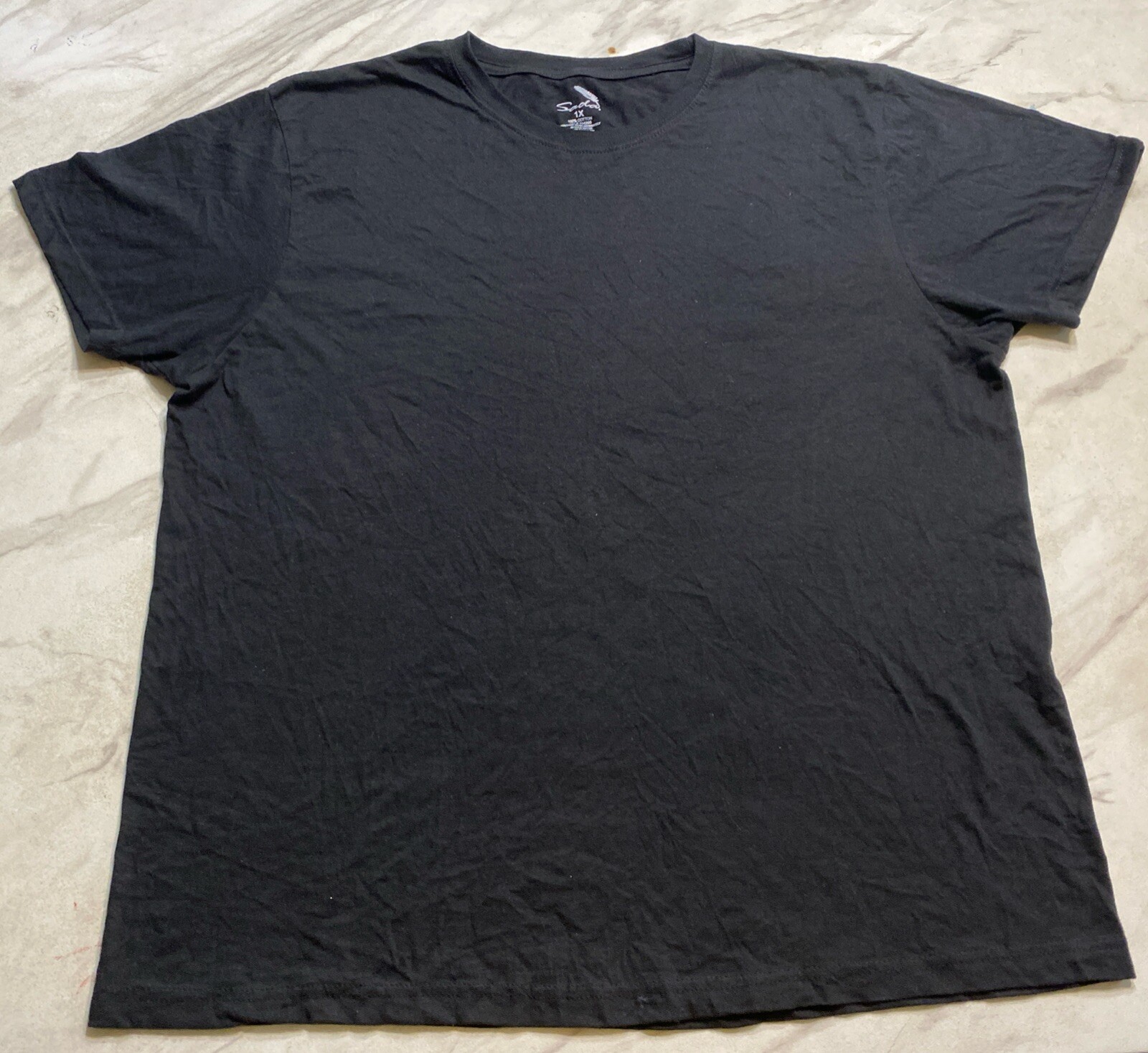 Sada T Shirt Mens XL Black Short Sleeve Cotton Basic Soft Solid Adult Top