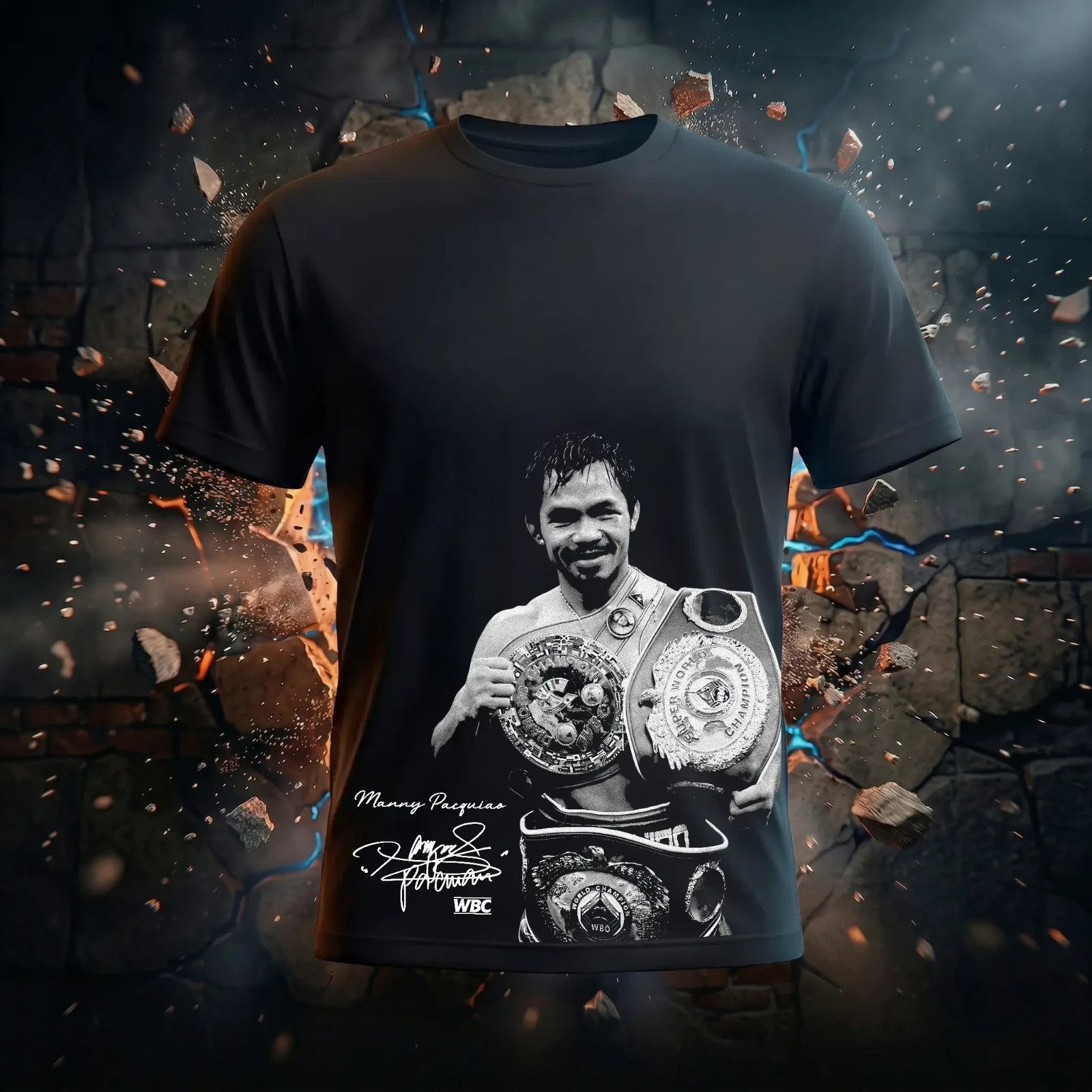 Retro Boxing Many PACQUIAO Oversize WBC T-shirt, Fighter Graphic T-Shirt