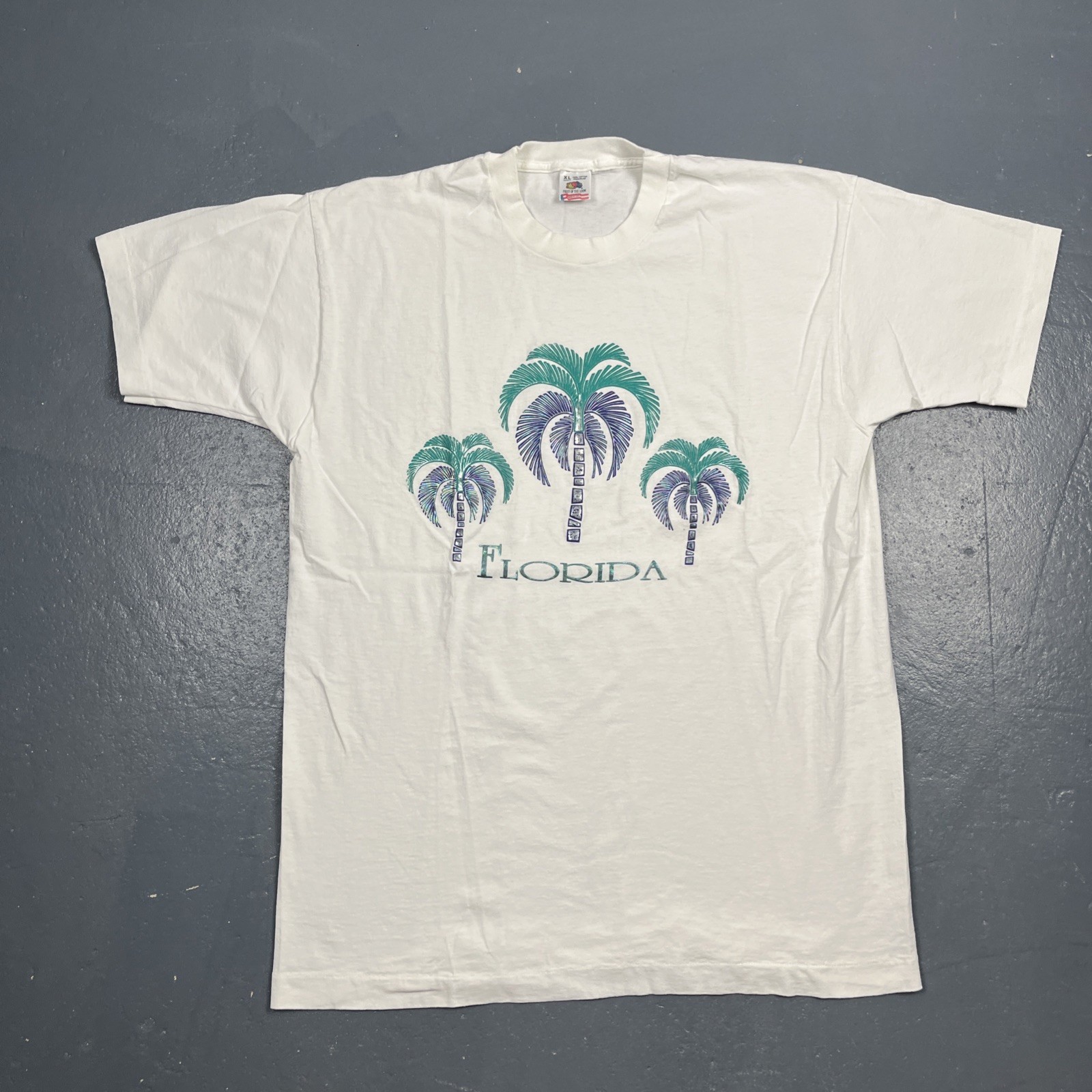 Vintage Florida Single Stitch Graphic Tee White XL Unisex VTG 90s Souvenir