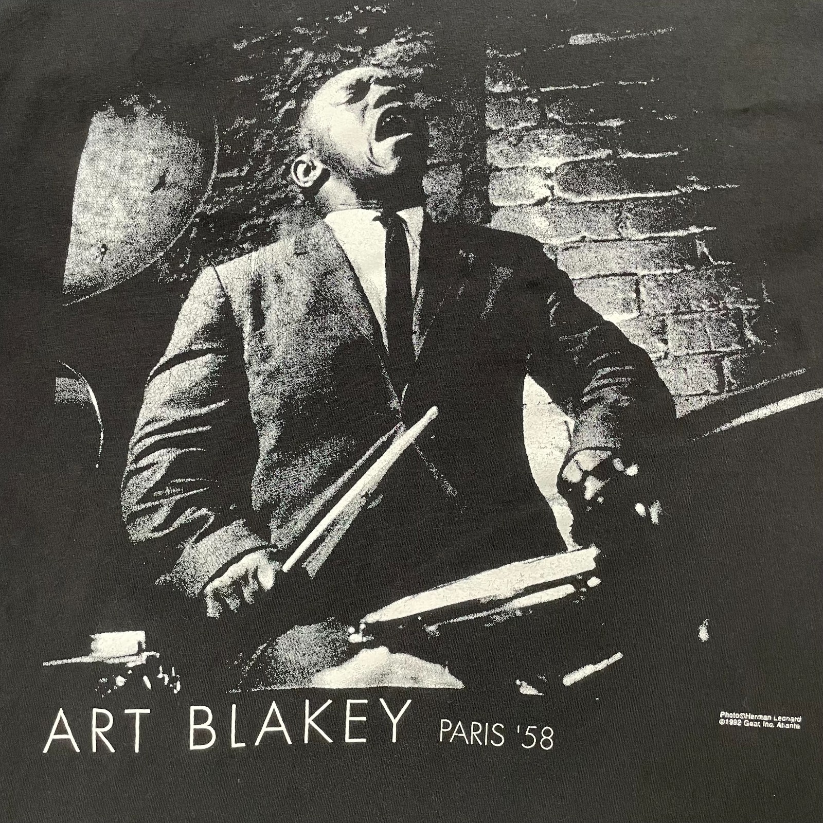 VINTAGE 1992 Art Blakey Paris ‘58 Shirt Adult XL Black Jazz Blues Wear Mens 90s