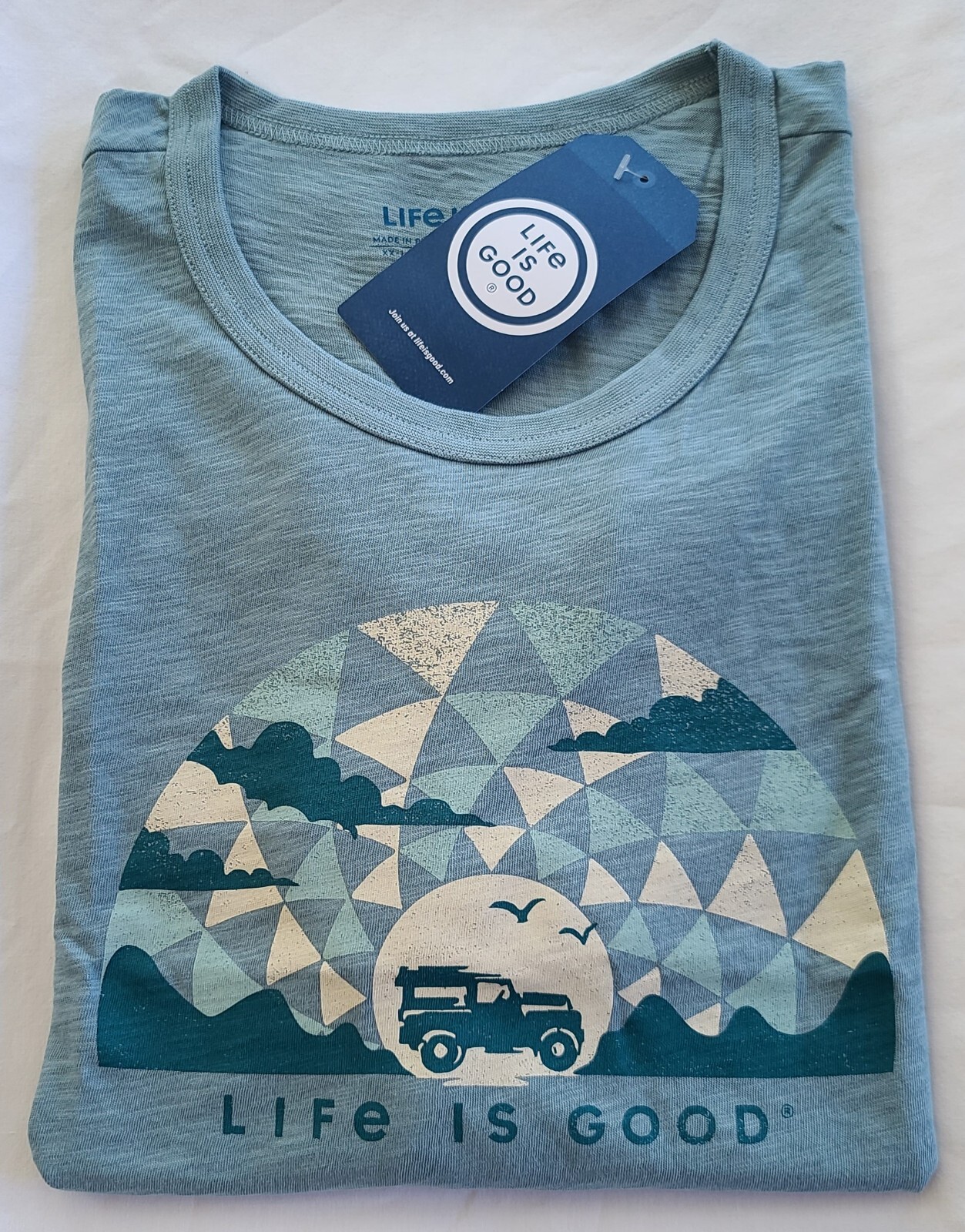 LIFE IS GOOD SS Shirt Slub Tee TRIPPIN SUV Jeep Road Trip Chest55in Mens XXL