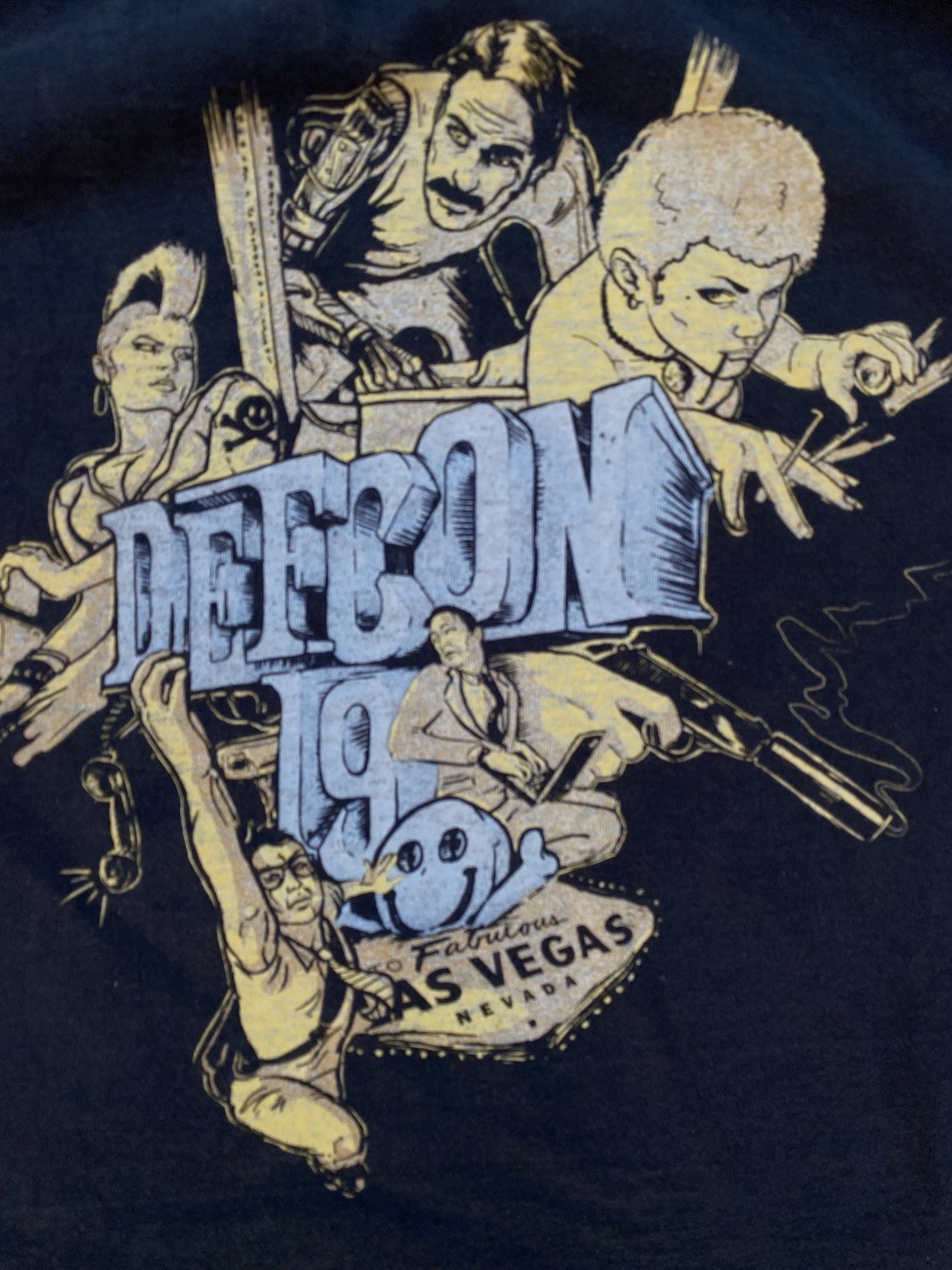 Defcon 19 Fabulous Las Vegas T Shirt Front Back Graphics Worn Has A Fade Size M