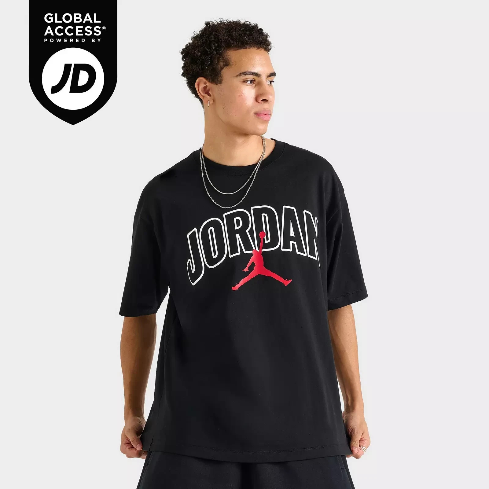 Air Jordan Brooklyn Arch Logo Mens T-Shirt Black Red Medium NWT