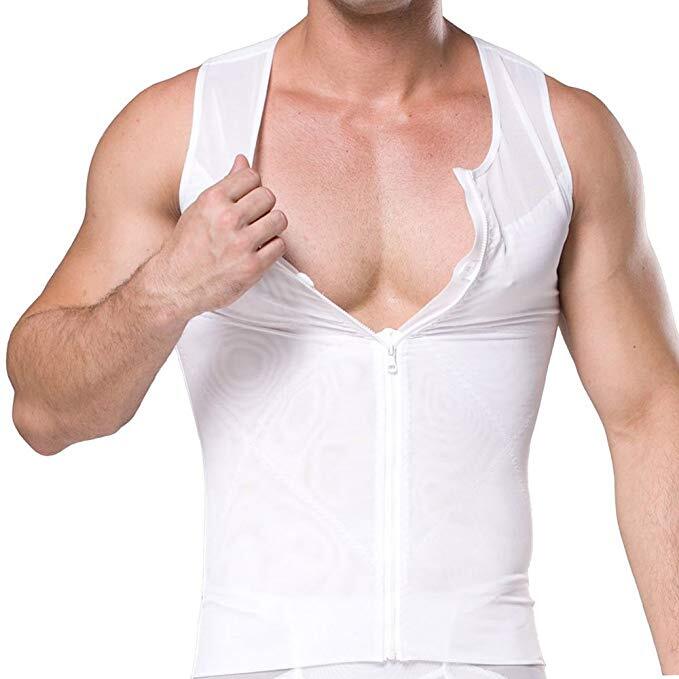 Men Compression Vest Post-Surgical Gynecomastia Shirt Body Shaper Tummy Control