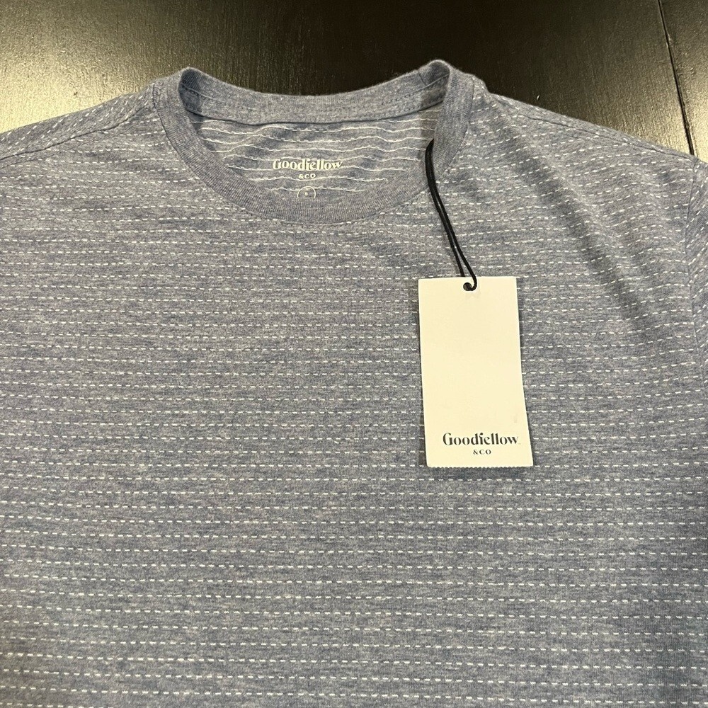 NWT Goodfellow Sz Small Jacquard Short Sleeve Novelty Cyber Blue Mens T-shirt