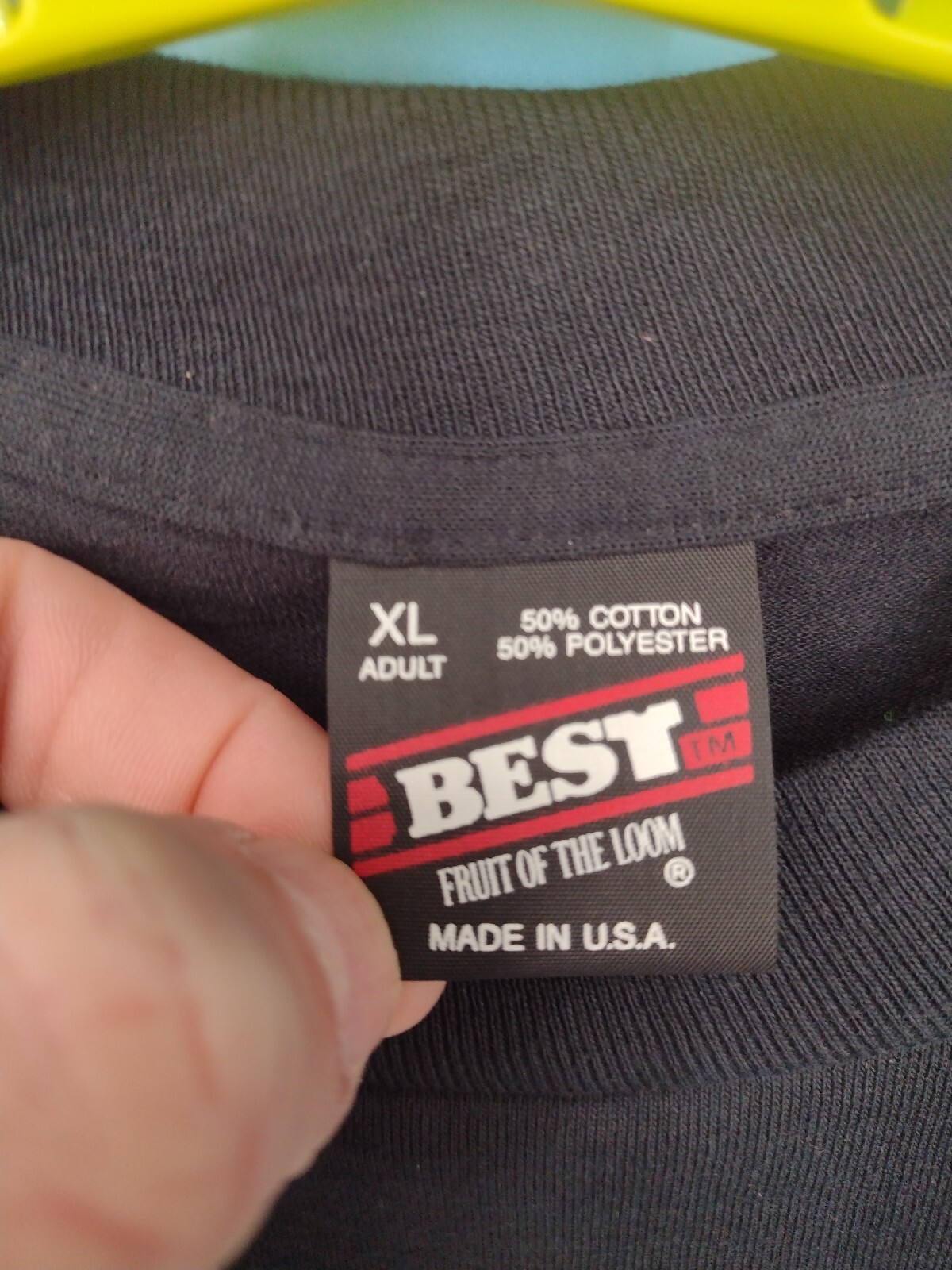 VTG Fruit Of Loom BEST Shirt Adult XL Black USA Made Single Stitch Tee 60th 90s