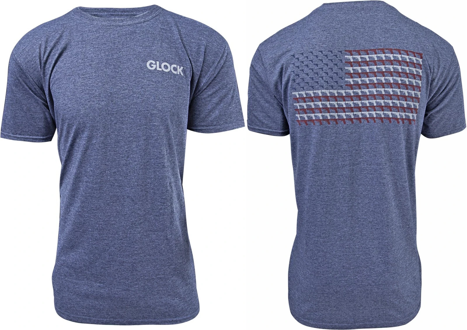 Glock Pistol Flag T-Shirt Heather Navy Cotton Short Sleeve AA7515 Fast Free Ship