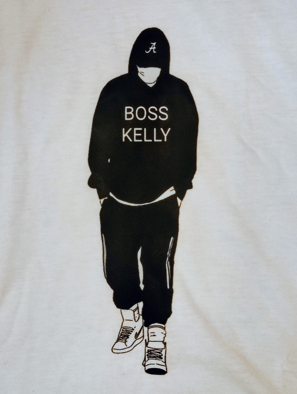 White “Boss Kelly” Logo Cotton Crew Neck Short Sleeve T-Shirt ( S,M,L,XL ,2XL)