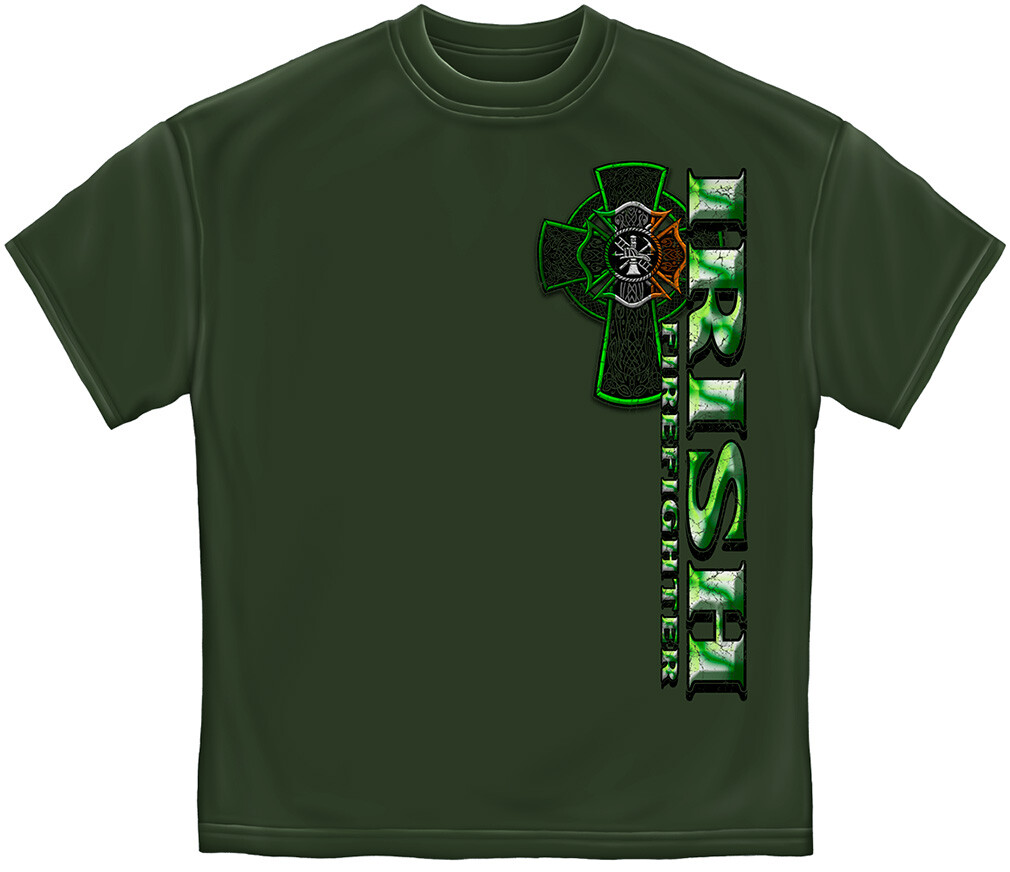 FIREFIGHTER IRISH GREEN FOIL T-Shirt – PreShrunk Cotton – 6 Sizes