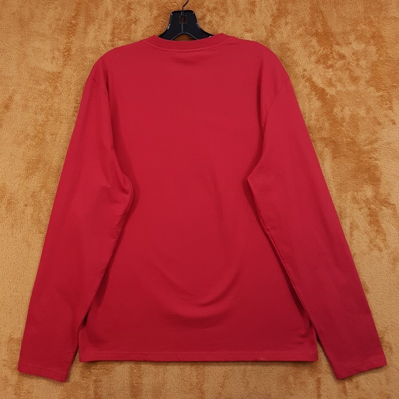 LACOSTE Shirt Mens Large Red Pullover Crew Long Sleeve Cotton Logo Tee T-Shirt